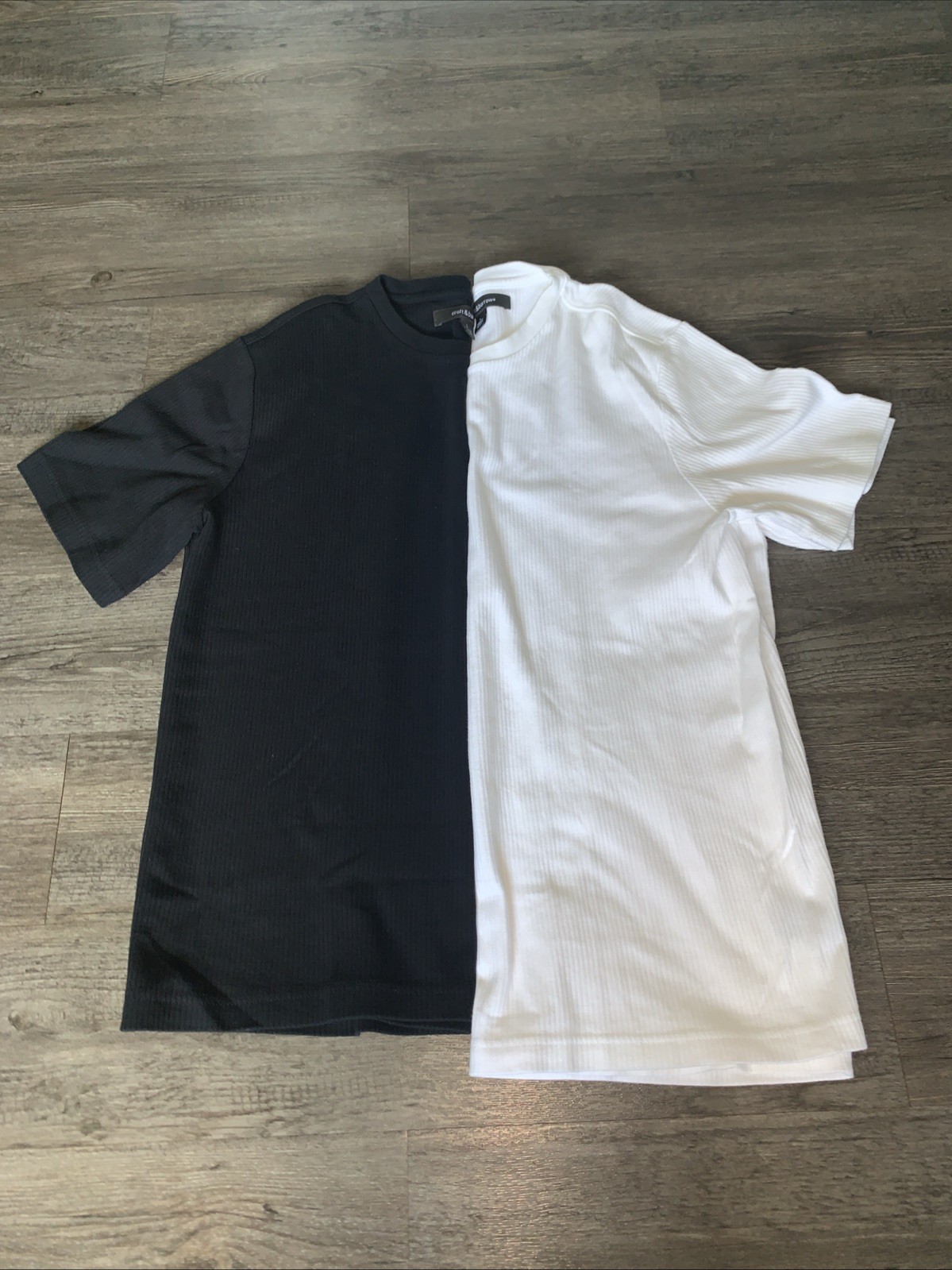 2 Croft & Barrow Mens Ribbed 100% Cotton Short Sleeve T-Shirt Large