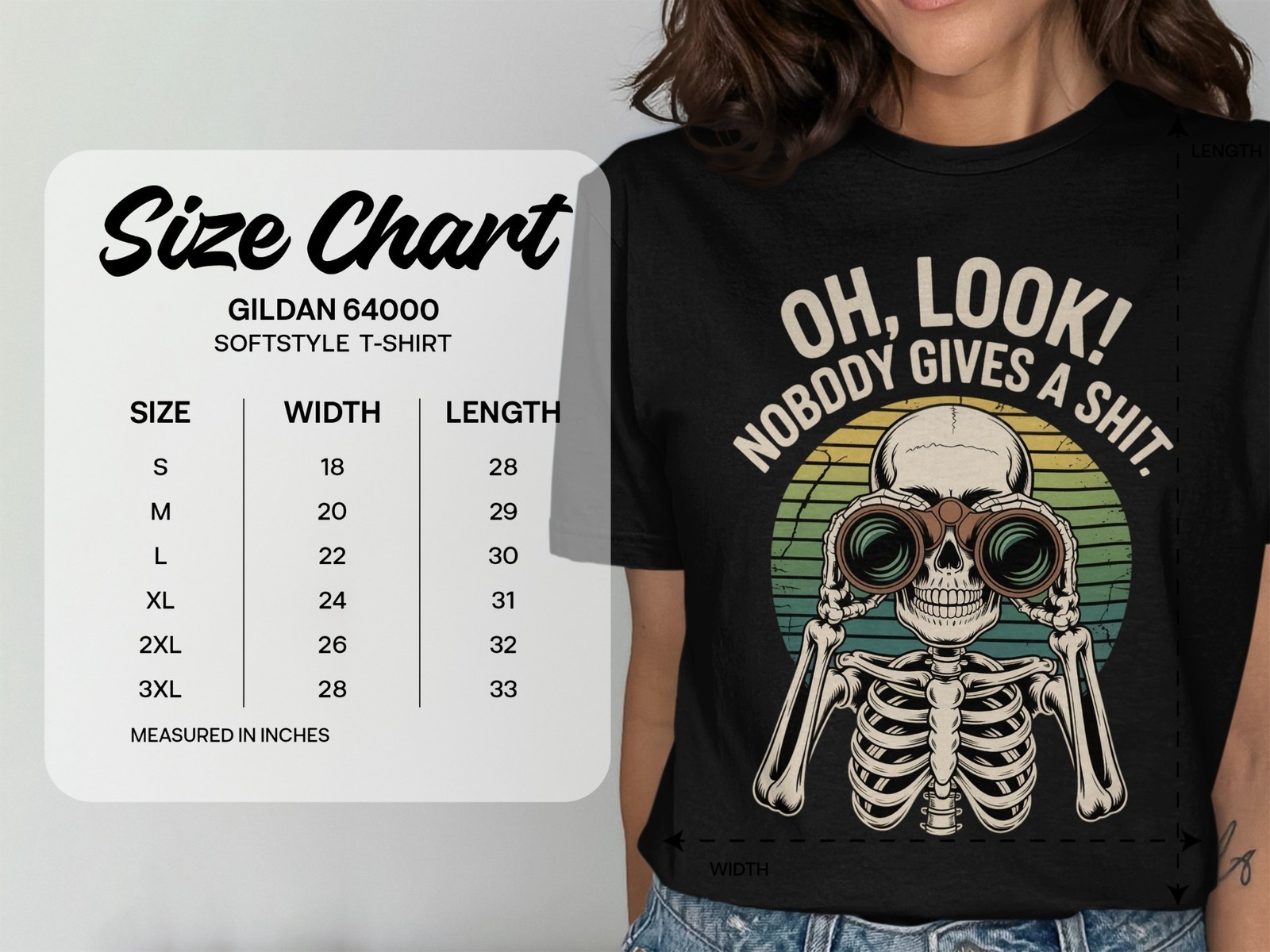Oh Look Nobody Gives a Sh*t T-Shirt, Funny Sarcastic Graphic Tee for Adults