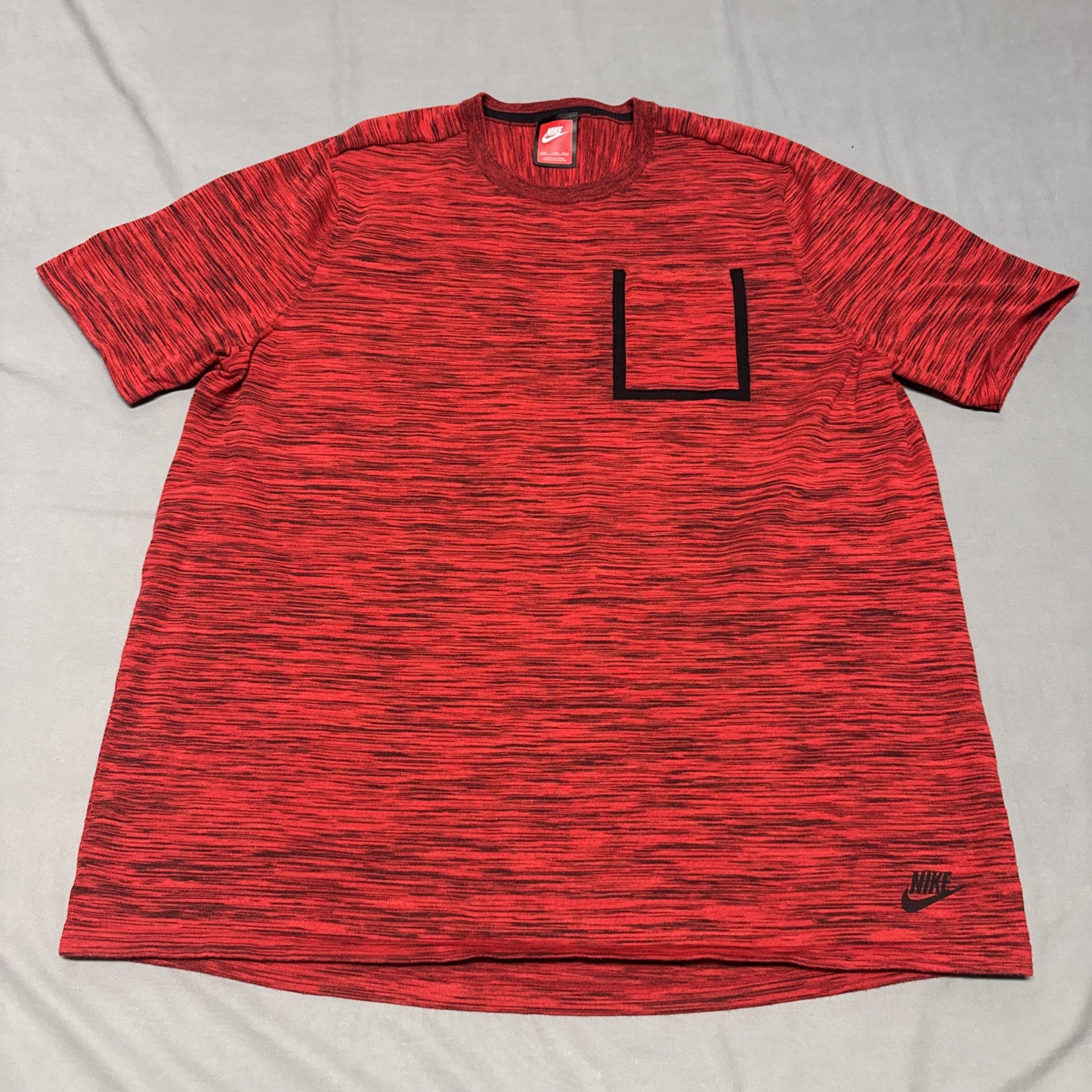 Nike Tech Knit Chest Pocket T-Shirt University Red Black Mens Size 2XL