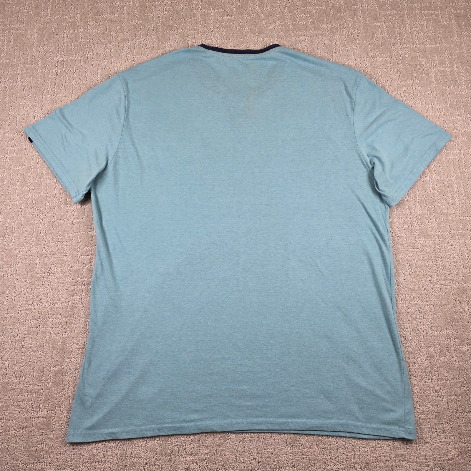 Psycho Bunny Mens XL Henley T-Shirt Blue Logo Pocket Short Sleeve Cotton Blend