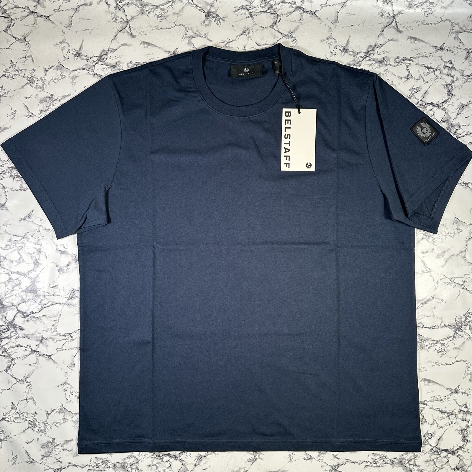 BELSTAFF Mens Deep Navy Blue Thom Sleeve Logo T Shirt SIZE 3XL BNWT Authentic