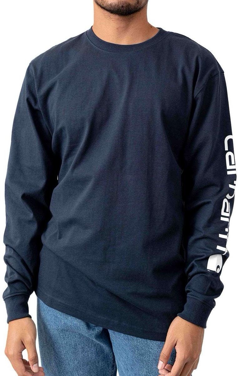 Carhartt NAVY Long Sleeve T-shirt Regular Fit K231; Large TALL