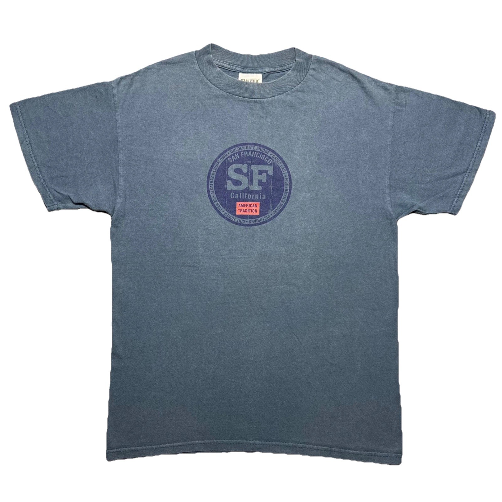 Vintage Tultex San Francisco SF California T Shirt Mens Medium Blue Gray Y2K