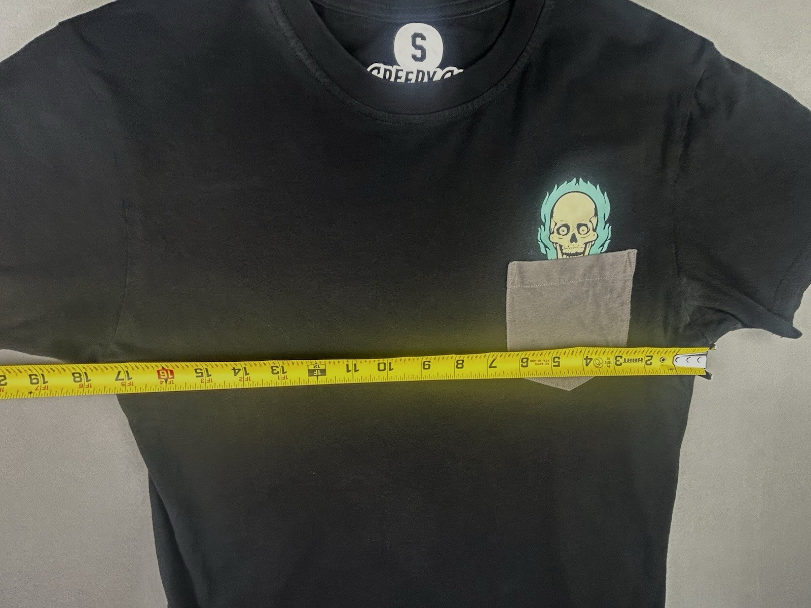 Creepy Co. Men’s S Beistle Flaming Skull Pocket Tee Shirt (Read)