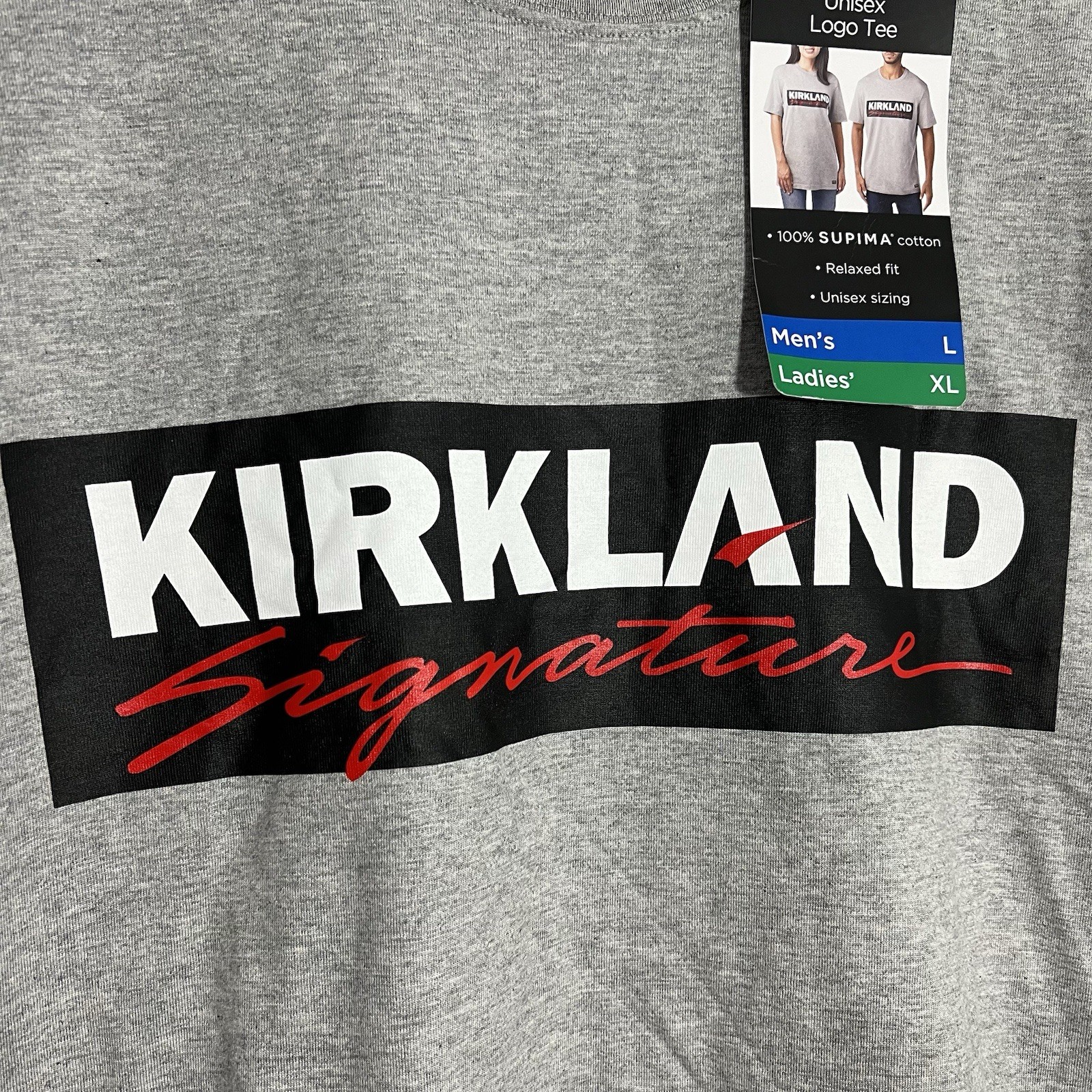 NEW Costco Kirkland Signature Gray Black White Short Sleeve T-Shirt Mens Large