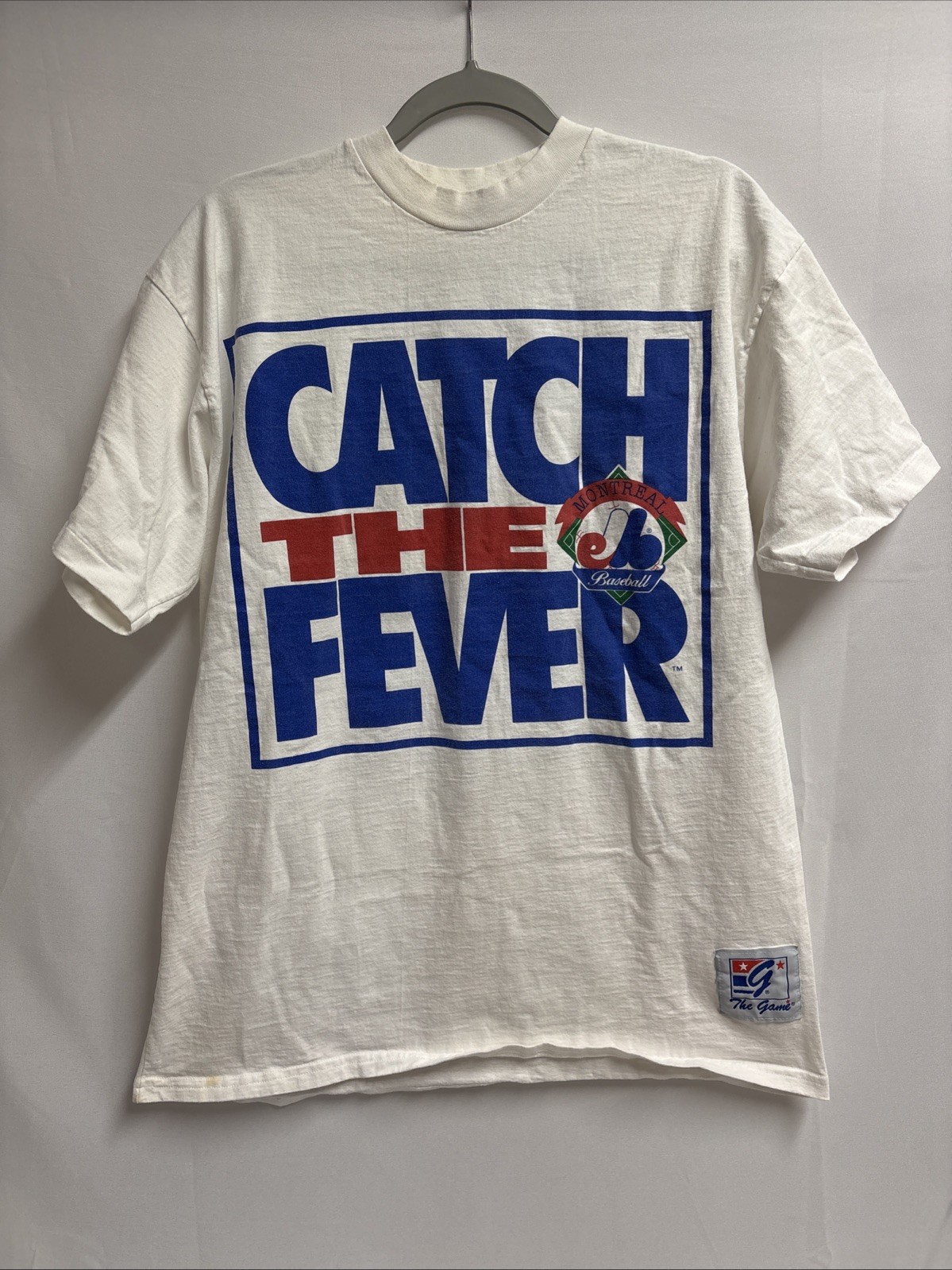 Vintage 90s Montreal EXPOS Catch The Fever Shirt MLB The Game Tag USA Large