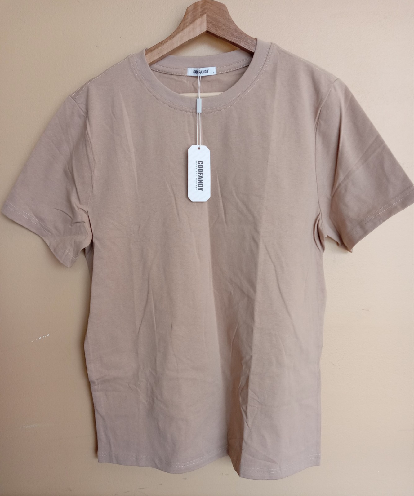 COOFANDY Men&rsquo;s Size S Small Khaki Short Sleeved Tee