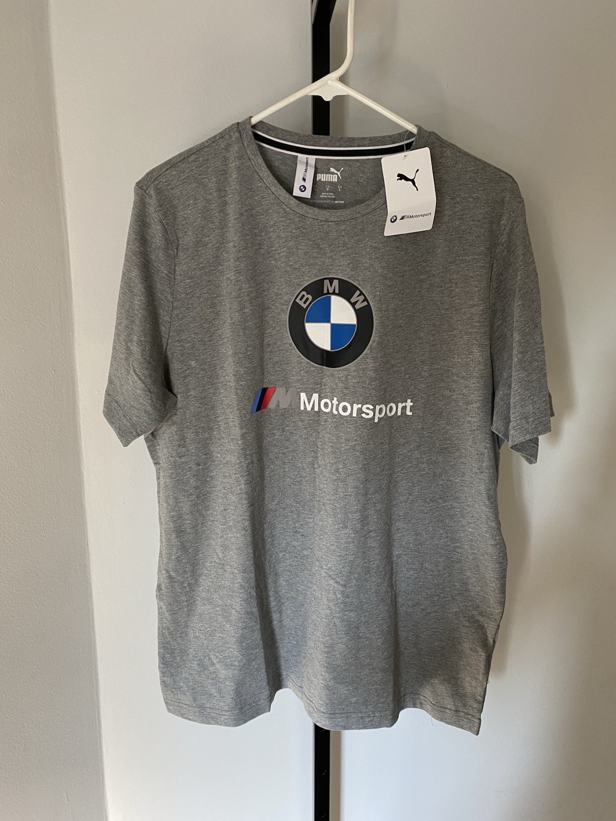 Puma BMW Motorsport Men’s Gray Logo T Shirt Size Large