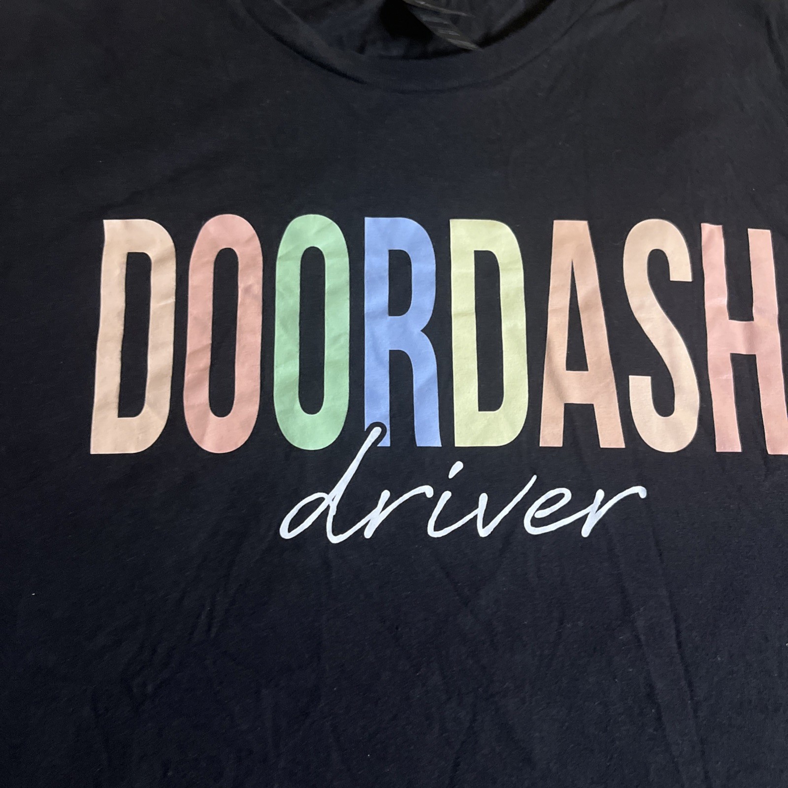 Doordash Driver Shirt Mens Size L Large Black Service Delivery Uniform Novelty