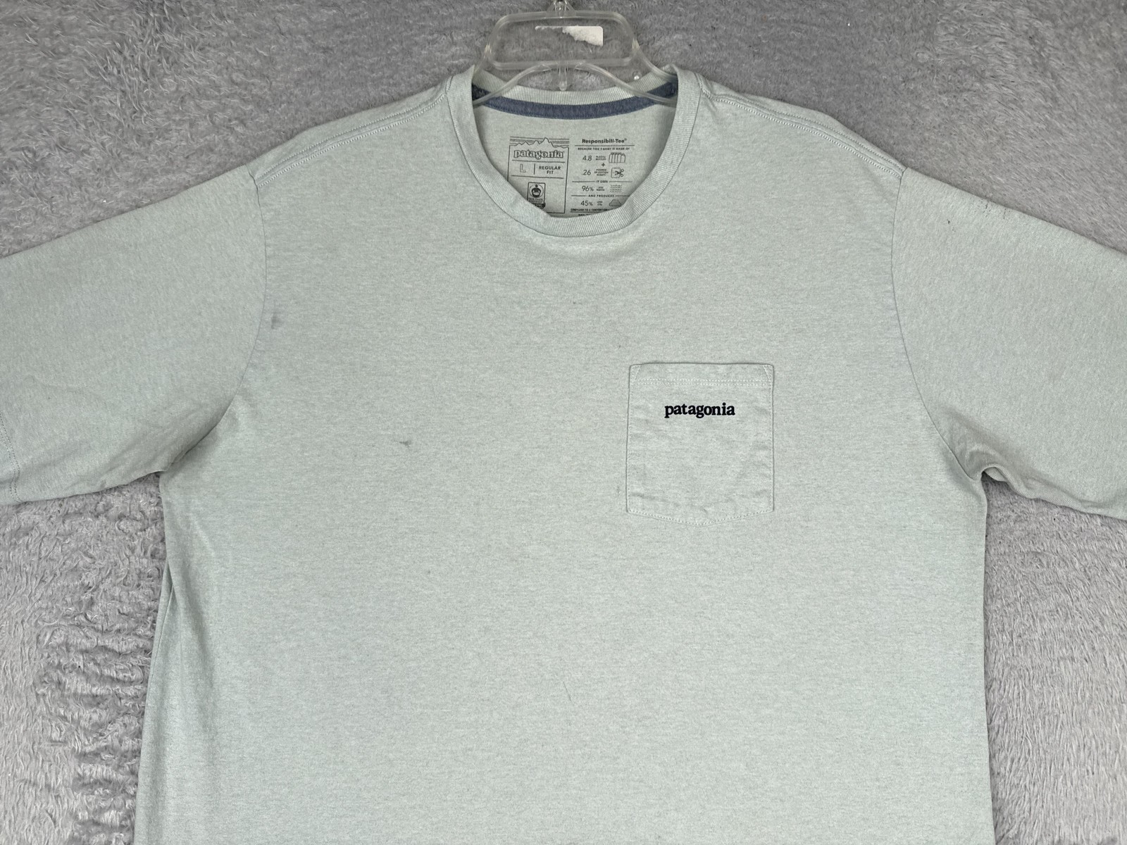 Patagonia Responsibili-Tee Shirt Mens Large Gray Short Sleeve Pocket Logo Tee