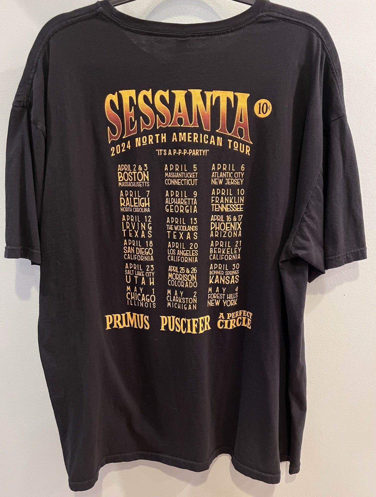 Sessanta 2024 Tour T-shirt 2XL Primus A Perfect Circle Puscifer Maynard James K