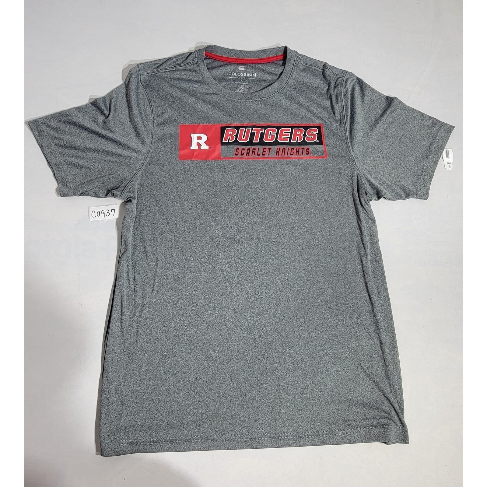 Colosseum Rutgers Scarlet Knights Mens Gray Performance T-Shirt L NCAA R Logo