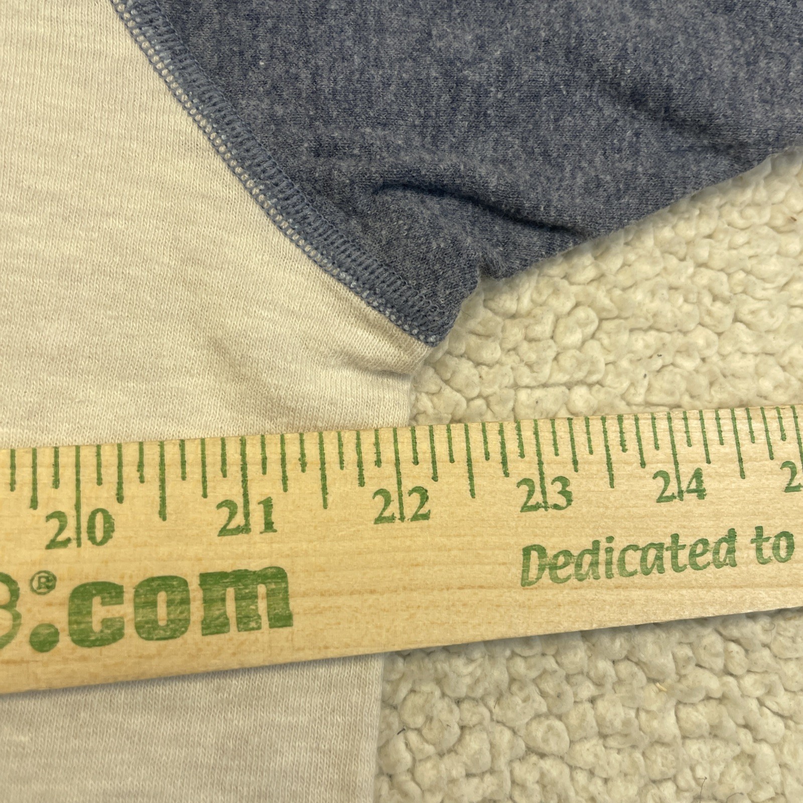 LL Bean Henley Mens L Blue Oatmeal Raglan Baseball Long Sleeve Wool Blend Shirt