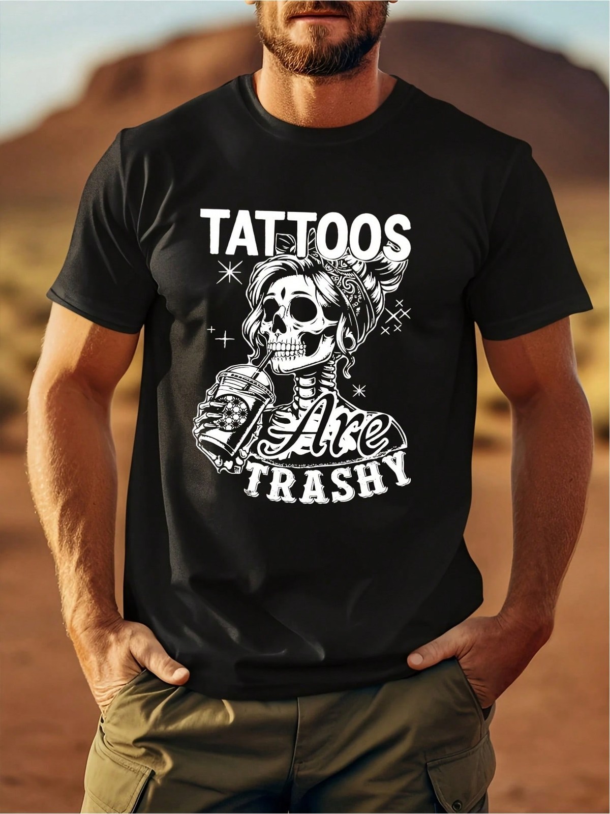 Funny « Tattoos Are Trashy » Slogan T-Shirt – Soft Breathable Cotton Tee