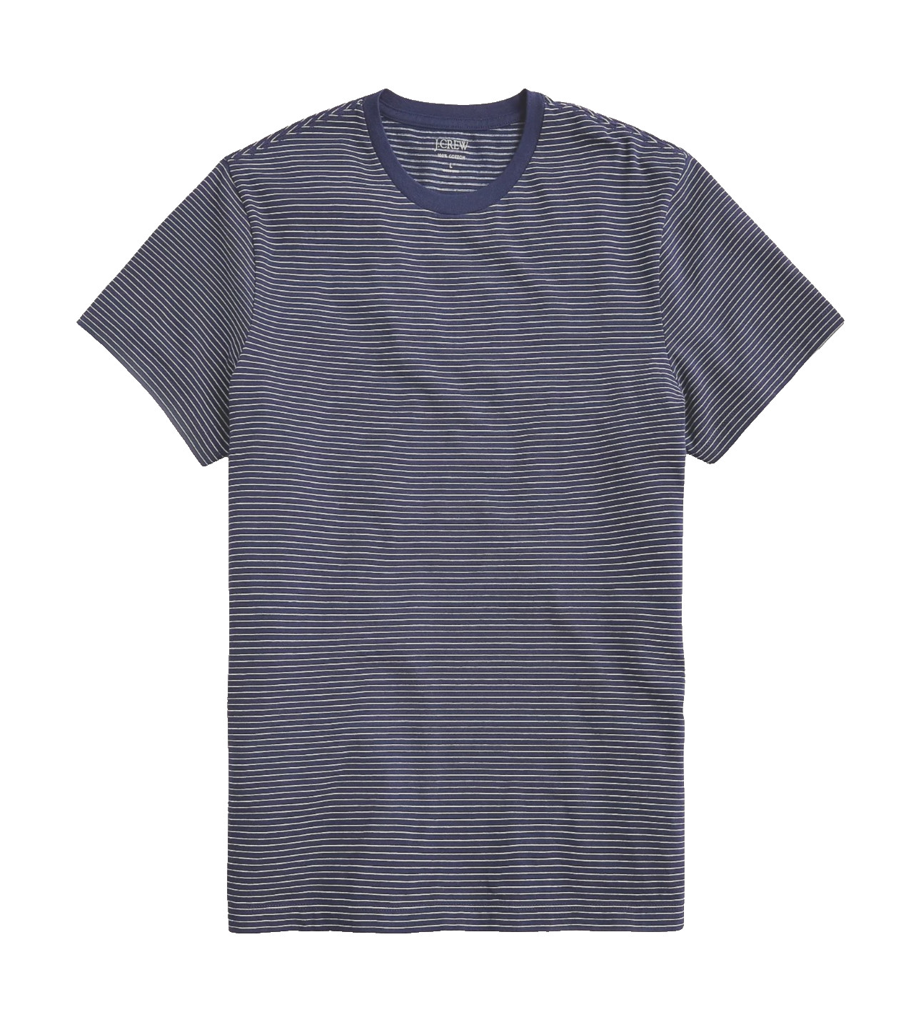 NWT J.Crew Men&rsquo;s MEDIUM TALL 100% Cotton Striped SS Crewneck T-Shirt Navy White