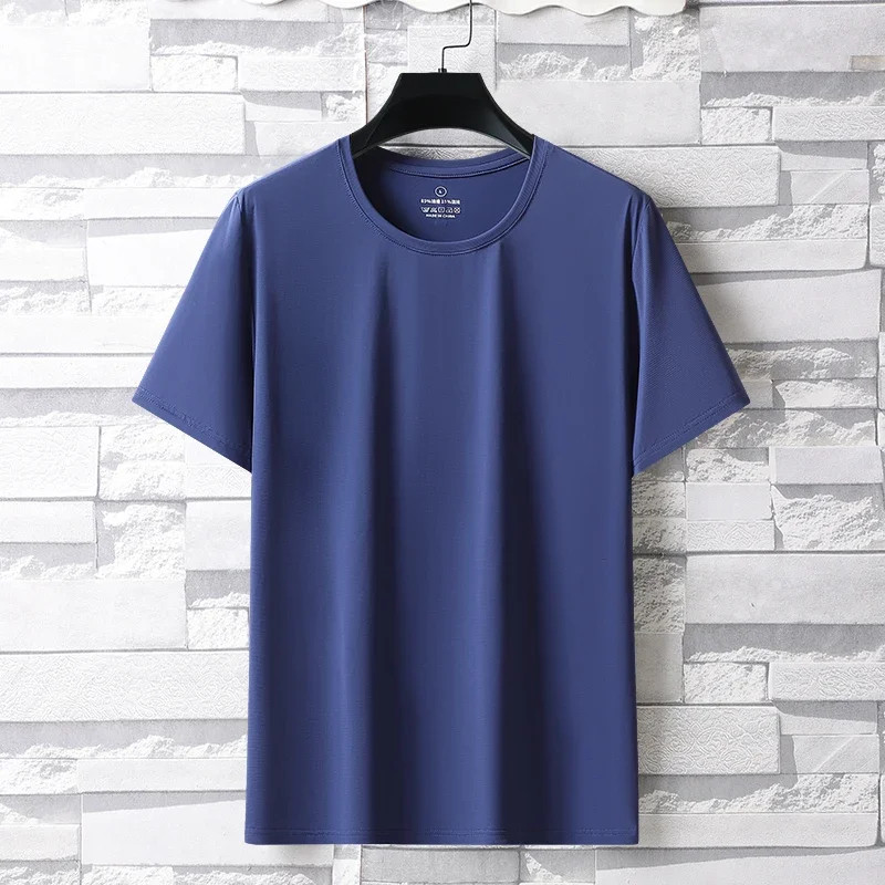 Summer New Ice Silk Men&rsquo;s High Elastic Sports Casual T-shirt Cool Breathable Swe