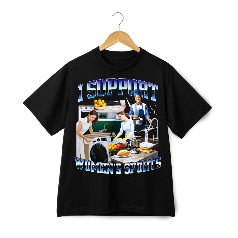 I Support Women&rsquo;s Sports Parody Print T-Shirt, Humorous Advocacy Casual Tee