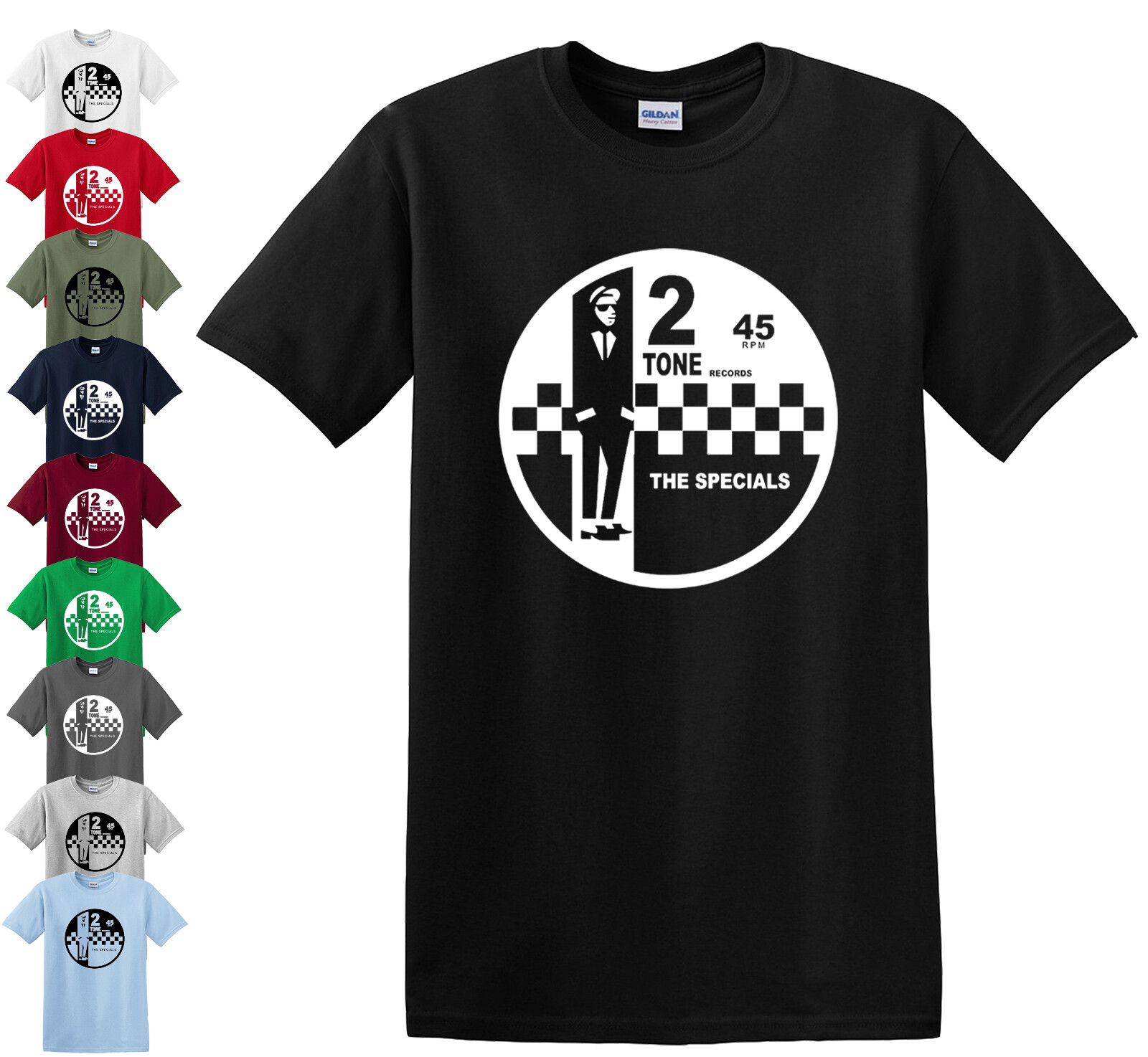 2 Tone Records The Specials Retro Music T-Shirt SKA Northern Soul Reggae Top Tee