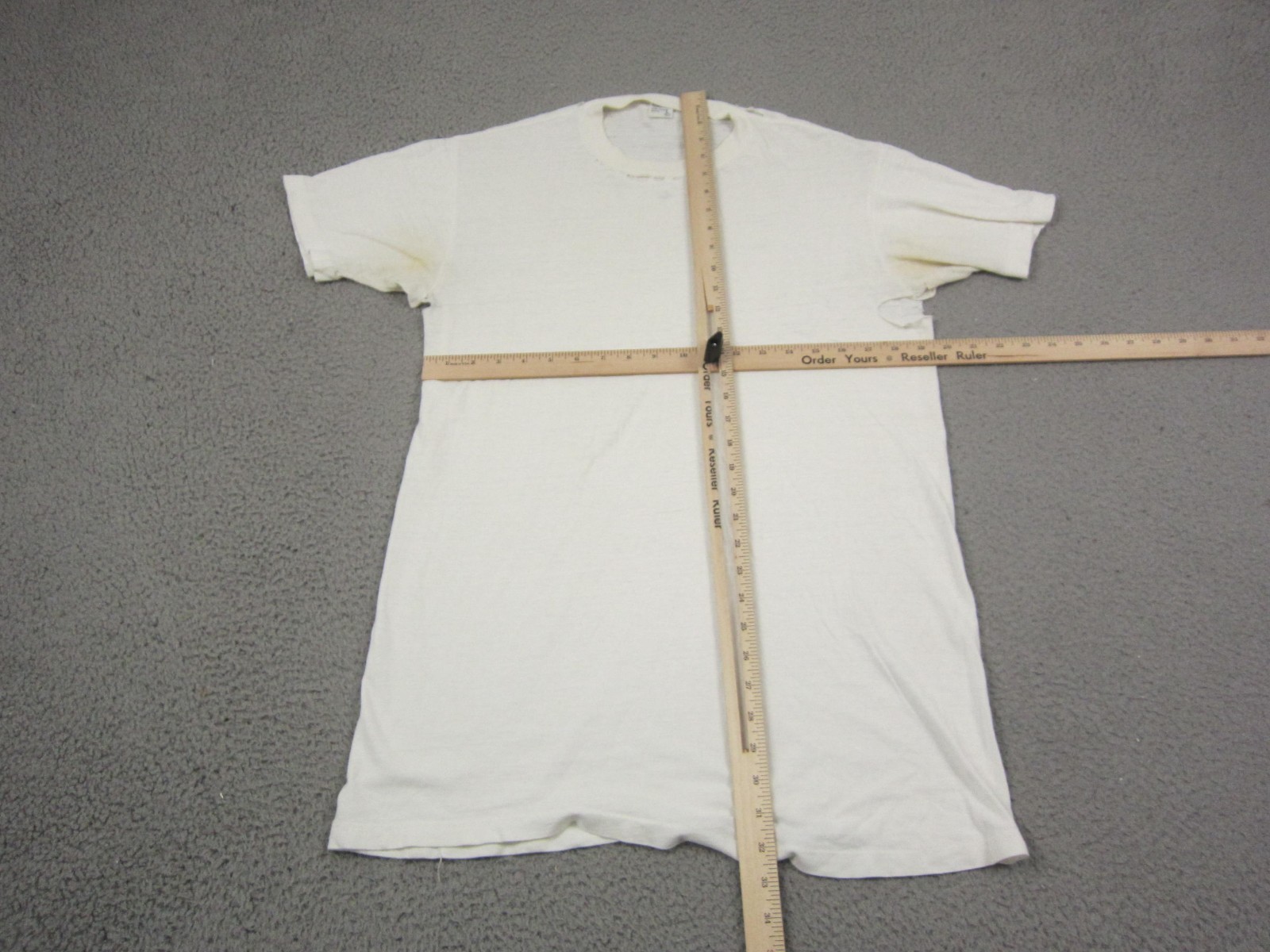 Vintage Shirt Mens Large Tall LT White Single Stitch Basic Casual 80s 70s Blank