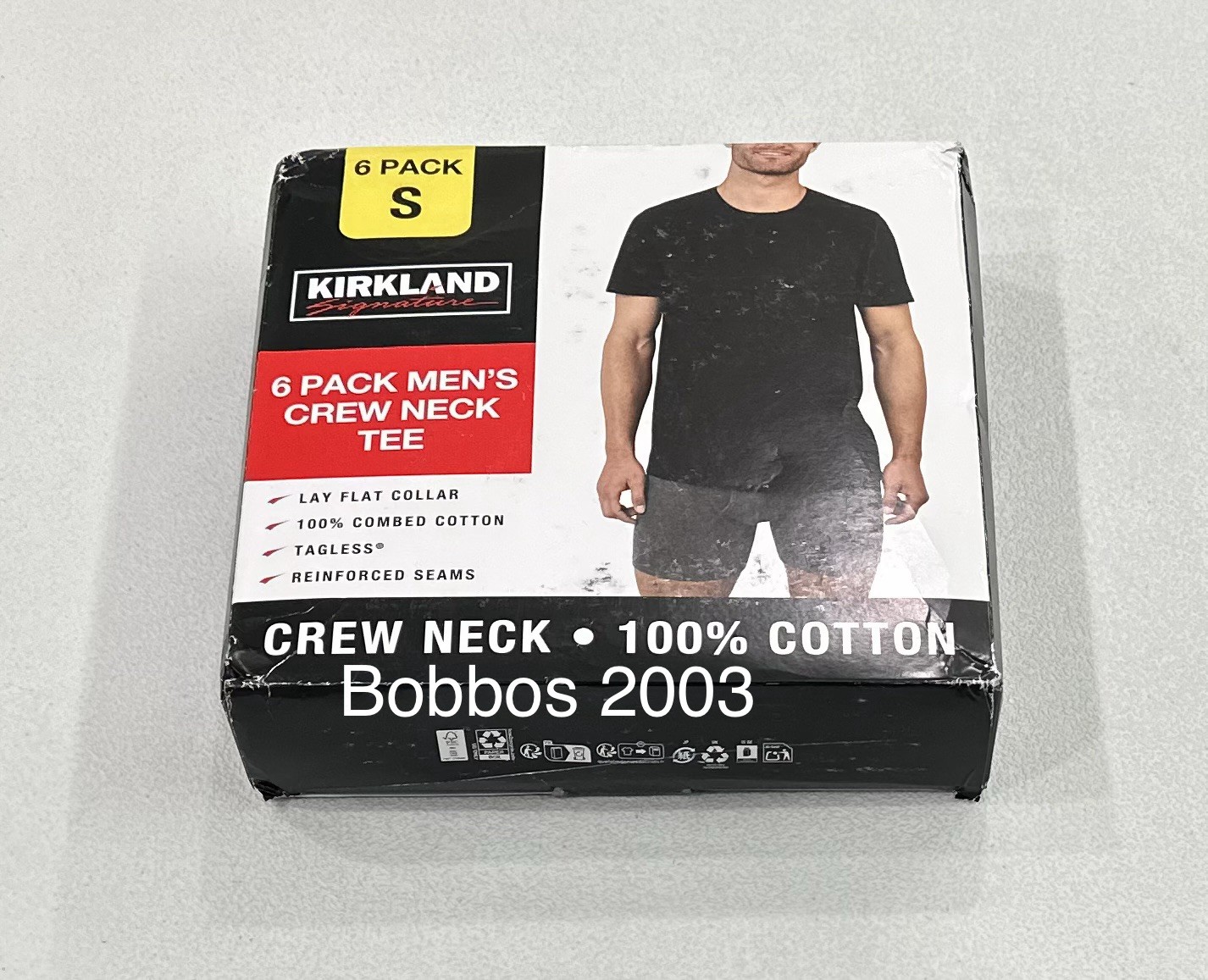 Kirkland Signature Men&rsquo;s 6-Pack Crew Neck Lightweight Tee, Black, Size S