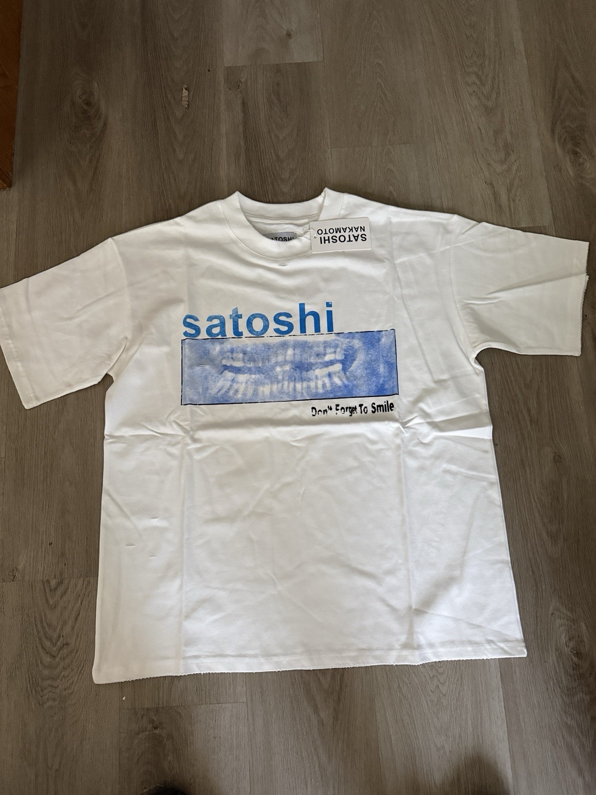 Satoshi Nakamoto Graphic Logo Men&rsquo;s T-Shirt White Cotton Crew Neck L