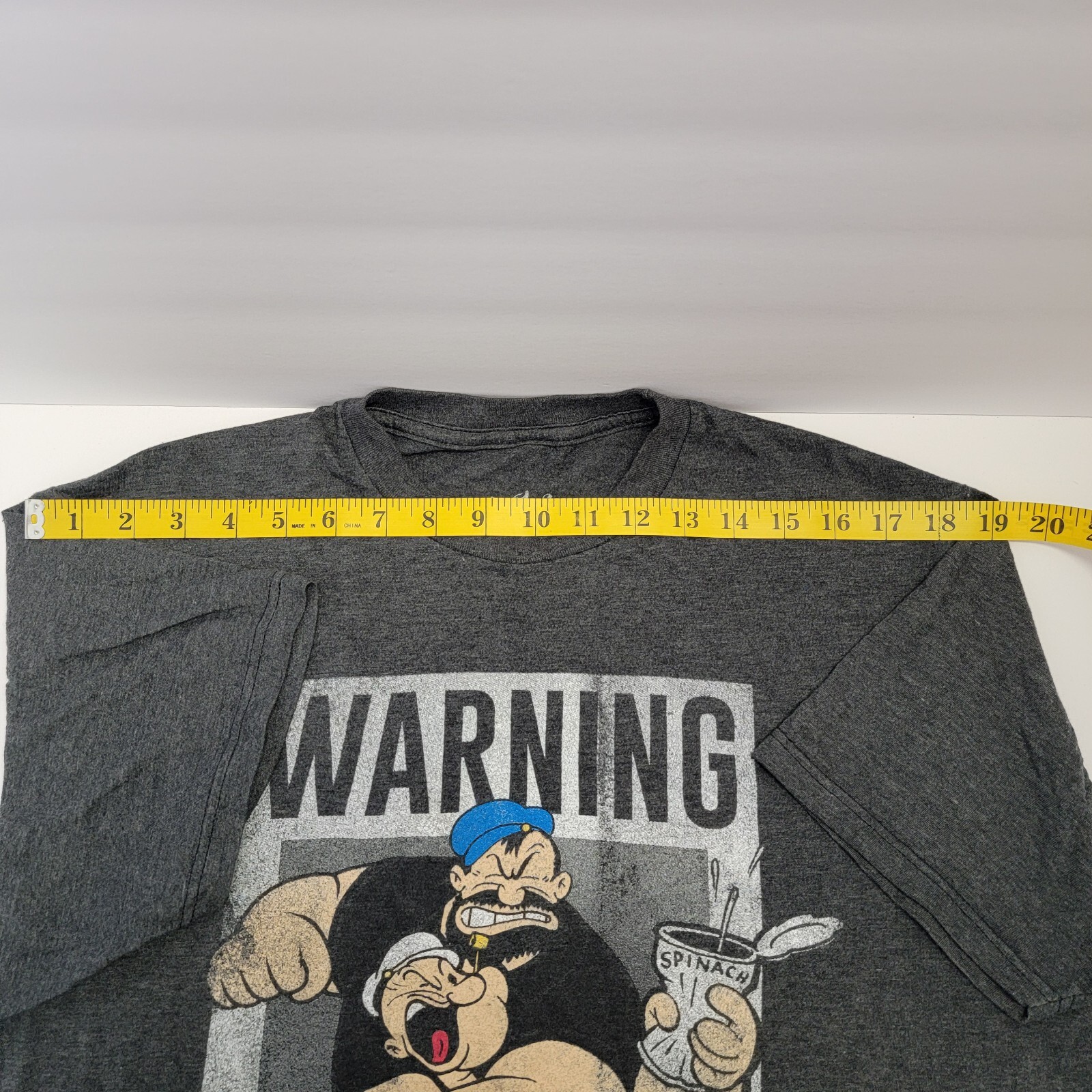 Tee Luv Mens Dark Grey Popeye/Brutus Warning Beat you up steal your GF T-shirt L