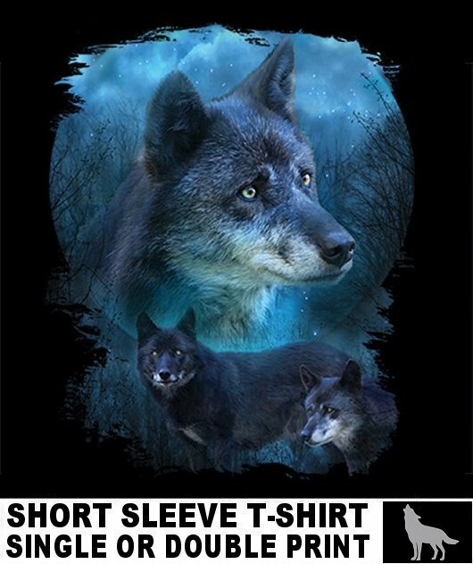 BEAUTIFUL BLACK WILD WOLVES WOLF PACK LYCAN WEREWOLF FULL MOON T-SHIRT AB726