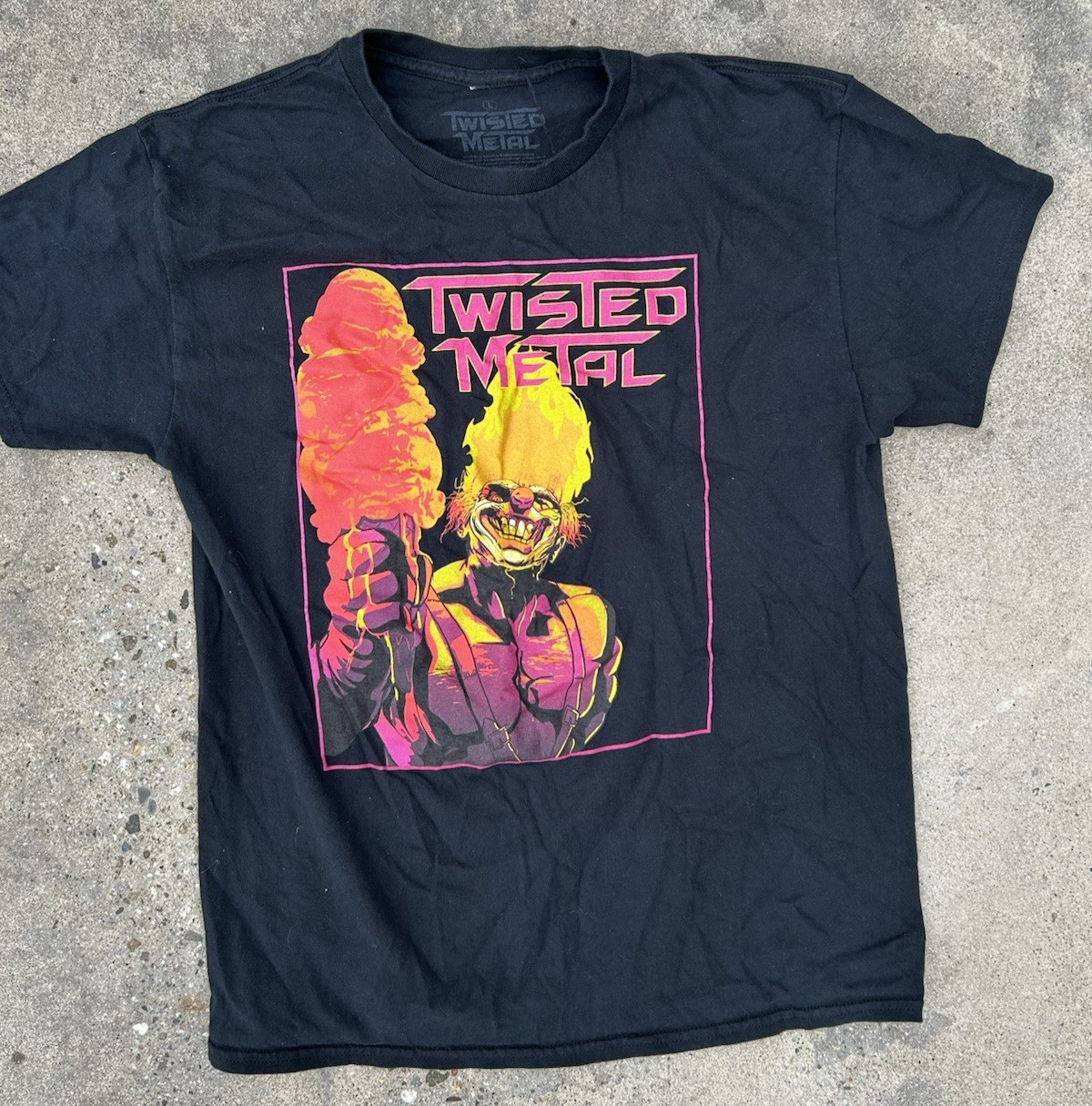 Twisted Metal Shirt Black Size Mens L Pink Yellow Clown 100 Cotton Vintage Bliss
