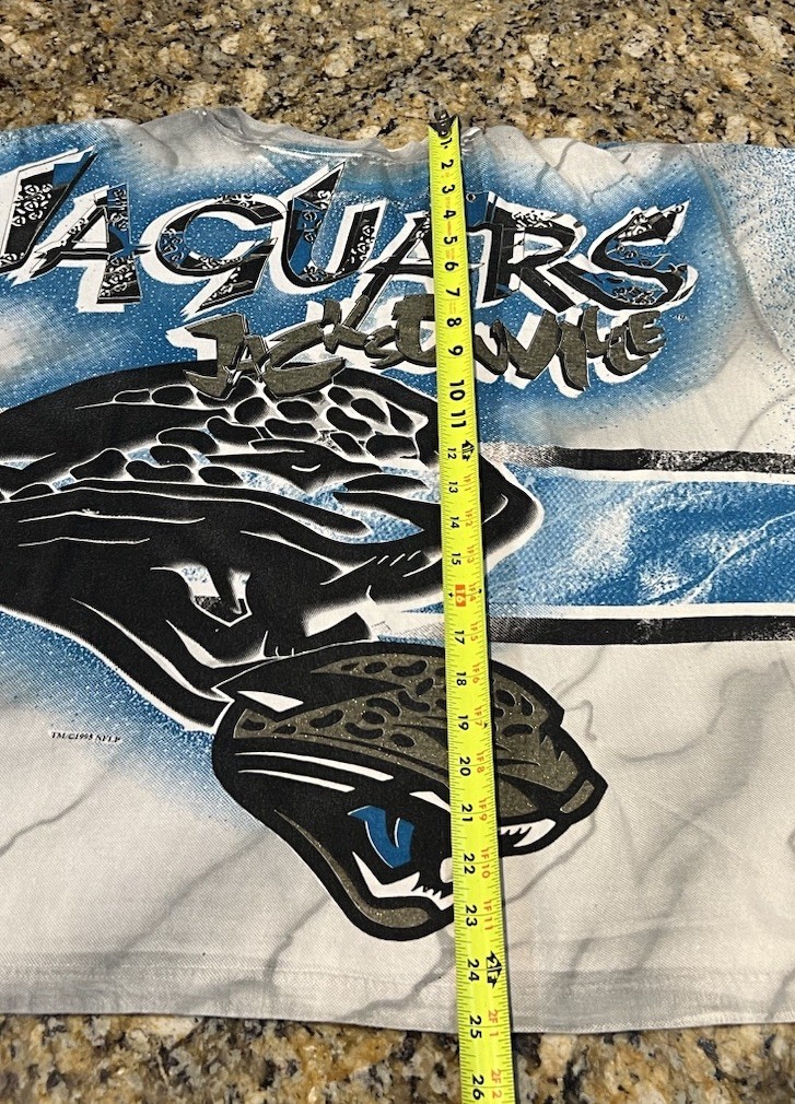 Vintage Jacksonville Jaguars Shirt XL True Fan All Over Print Big Logo 1995 NFL