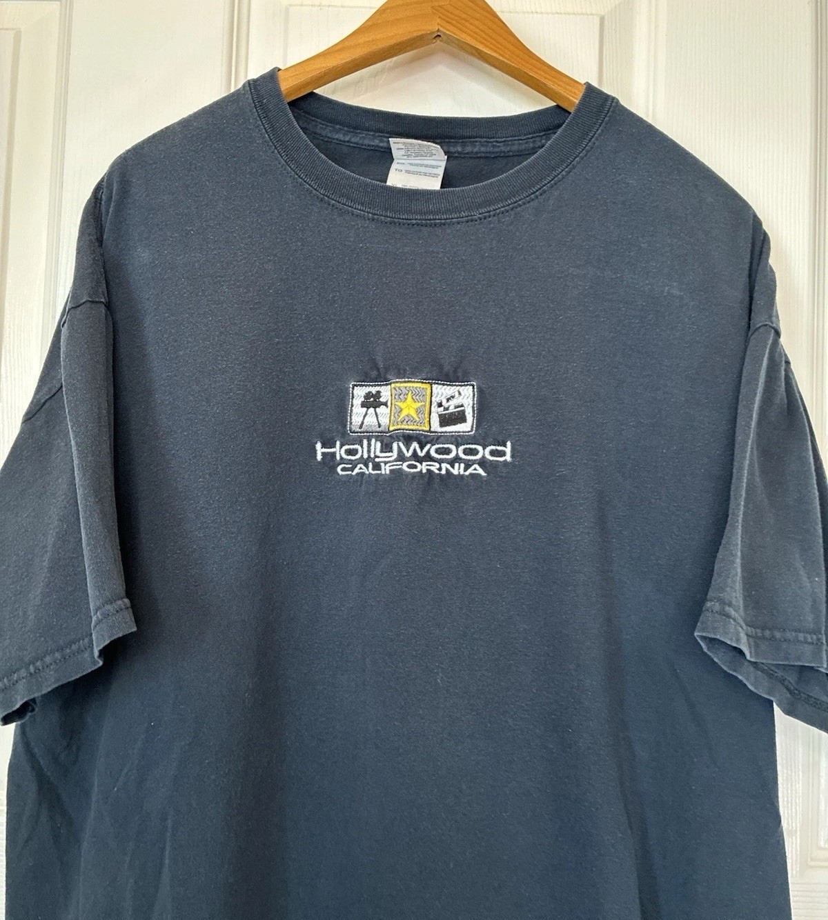 Vintage Hollywood California Embroidered Film Mens T-Shirt XL Faded Tourist Y2K