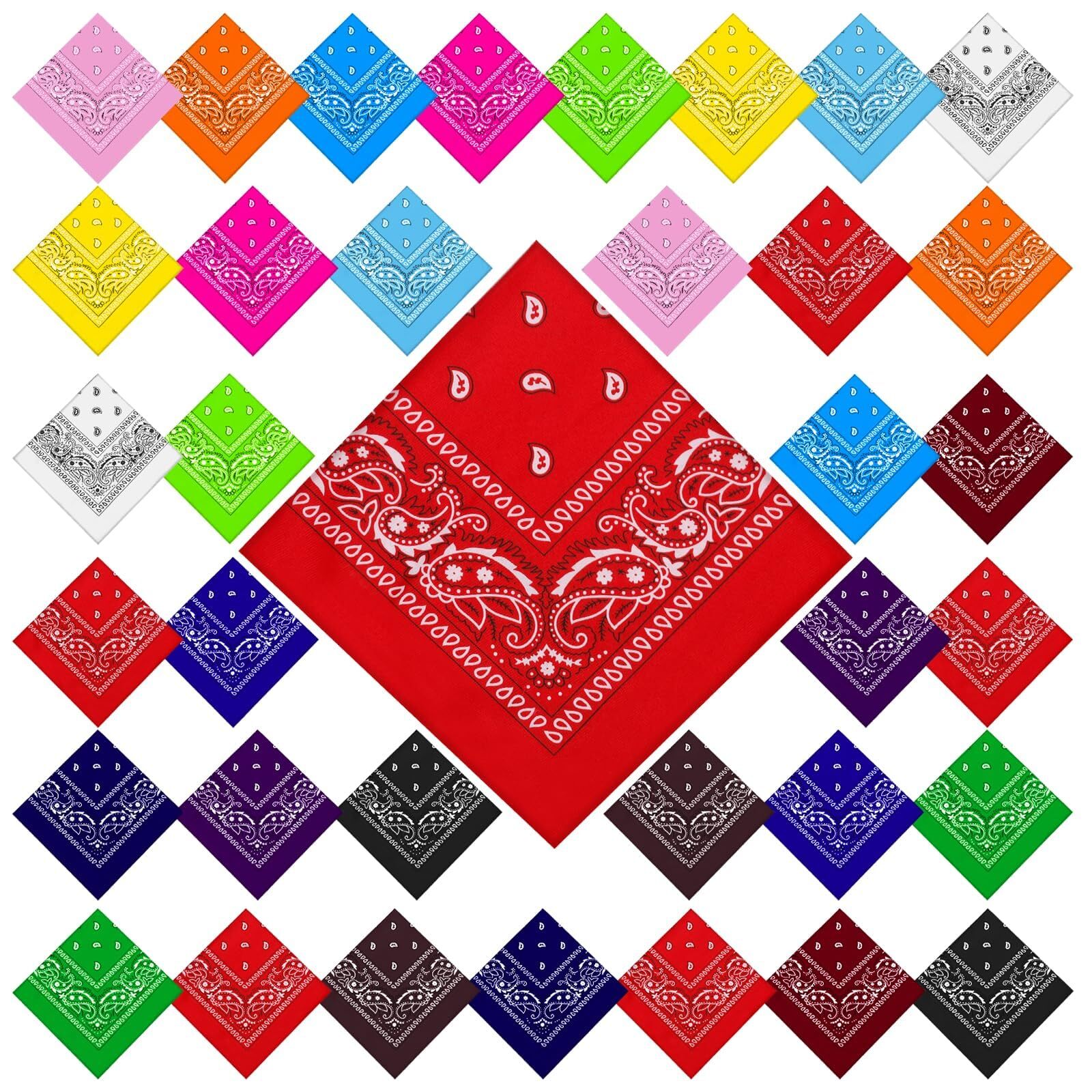 Paisley Bandanas 36 Pack Bulk Polyester Multi Purpose Party Costume Pet