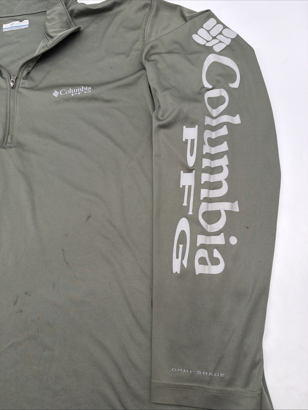 Colombia Sportswear PFG Polo Long Sleeve T-shirt Men XL Green Logo 1/4Zip.47285