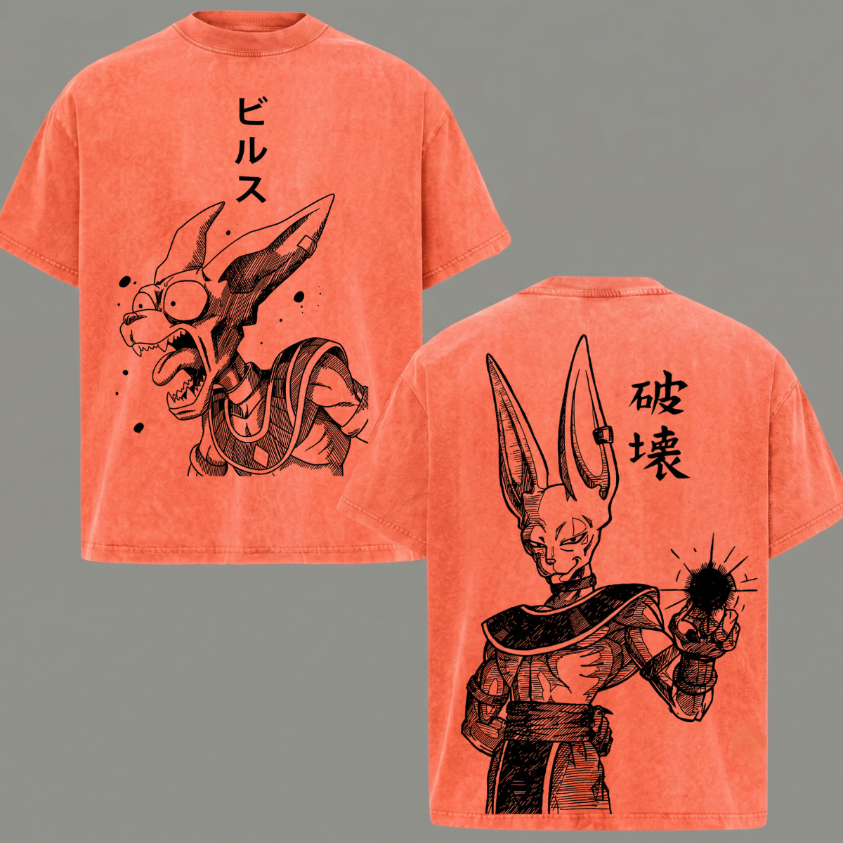 Beerus Acid Washed T-Shirt Anime Graphic Tee Men&rsquo;s Clothing Top Gift For Him