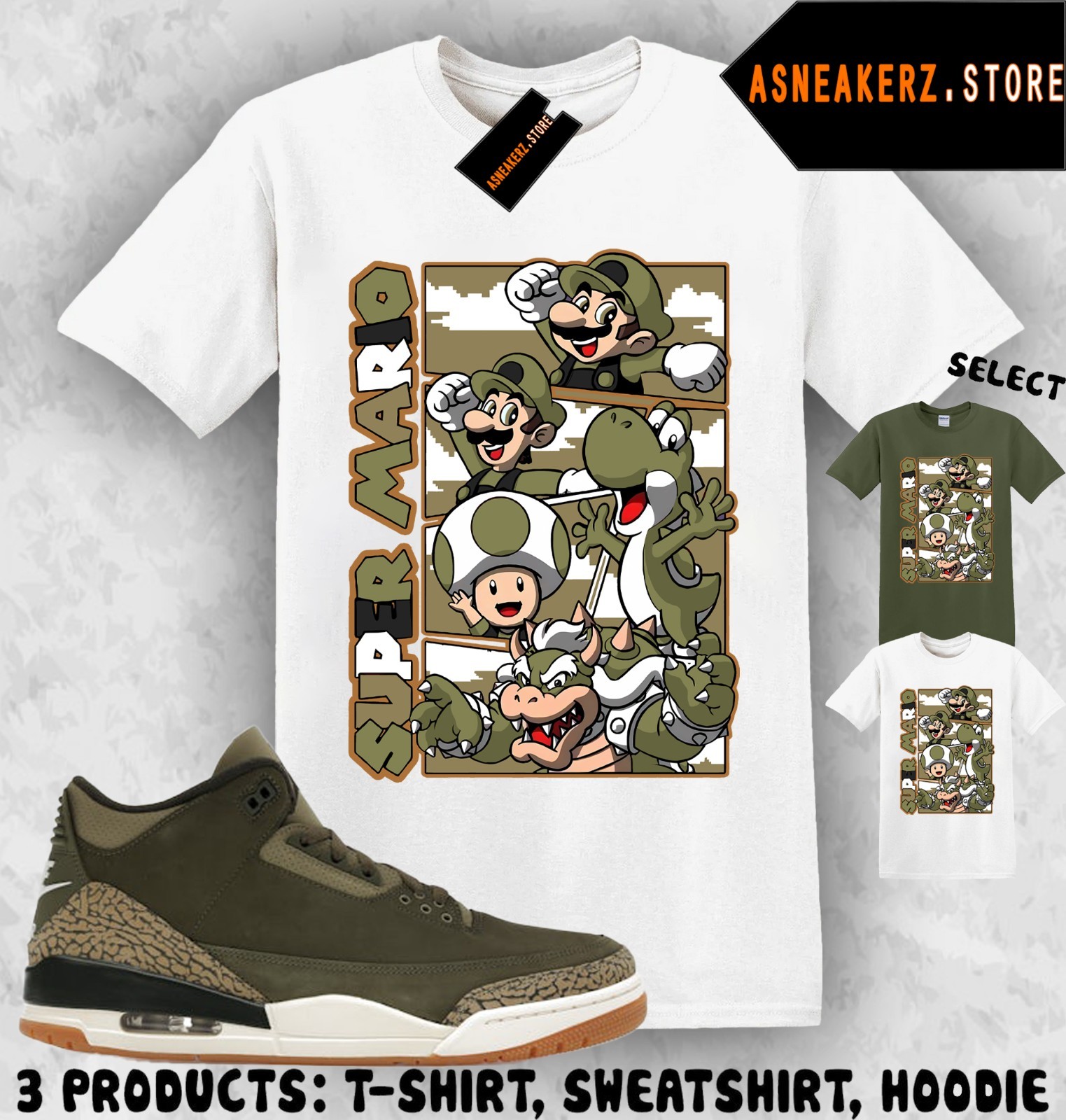 Shirt To Match AJ 3 Family Affair Sneaker Matching Tee Retro Mario T-Shirt
