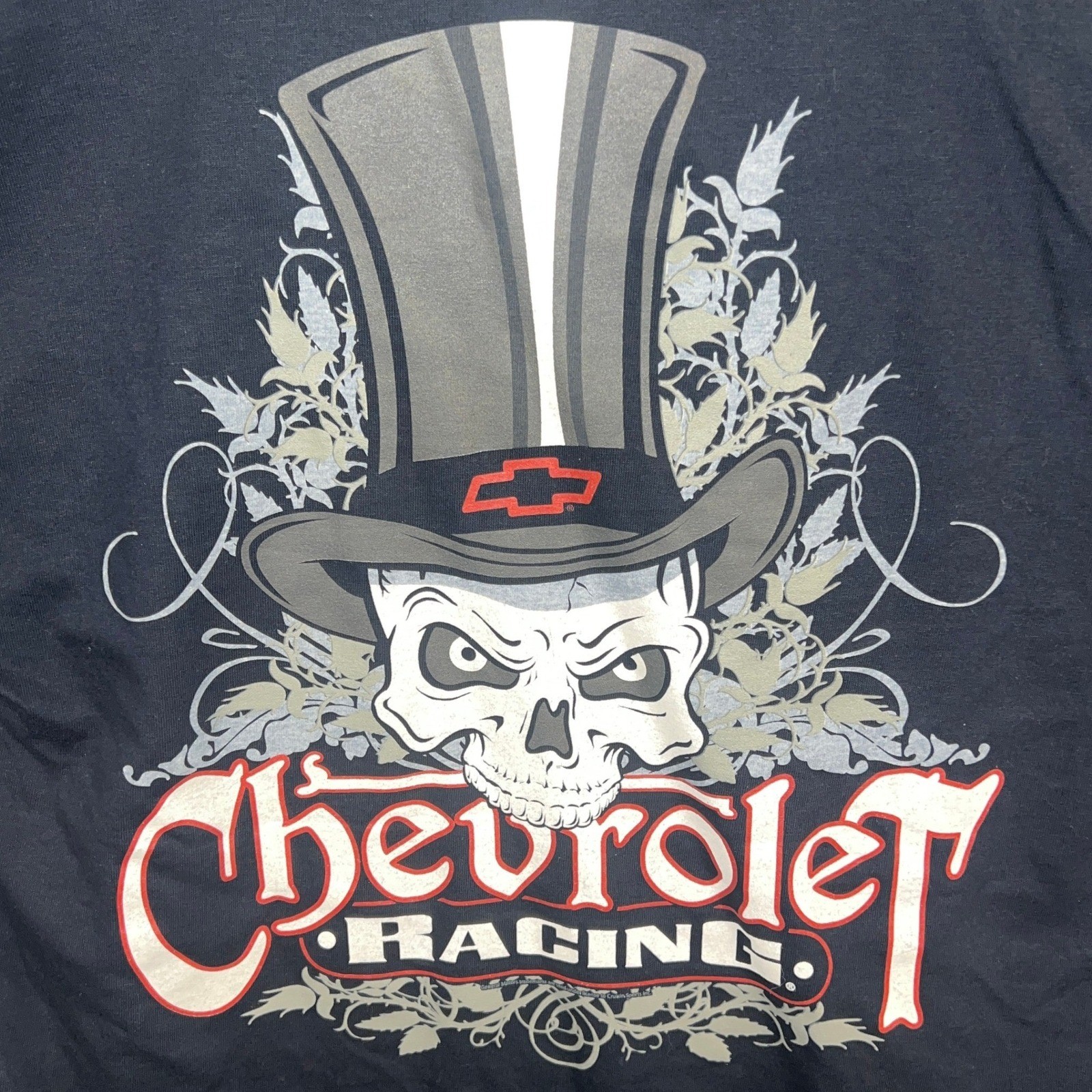 Chevrolet Racing Skull Top Hat Graphic T-Shirt Men&rsquo;s XL Black Gildan Cotton Tee