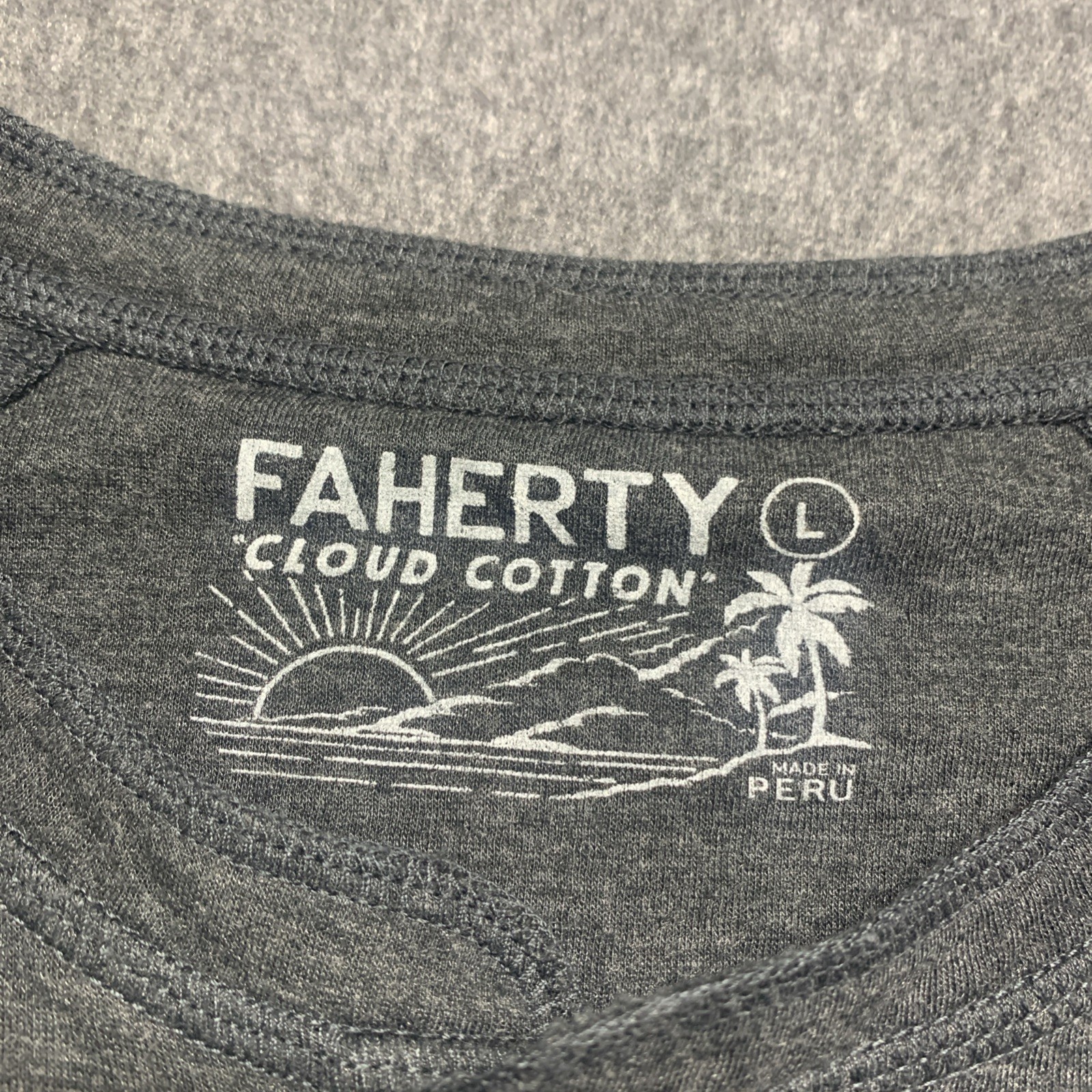 Faherty Cloud Cotton PIMA COTTON Henley Shirt Men&rsquo;s Gray Long Sleeve – Size L