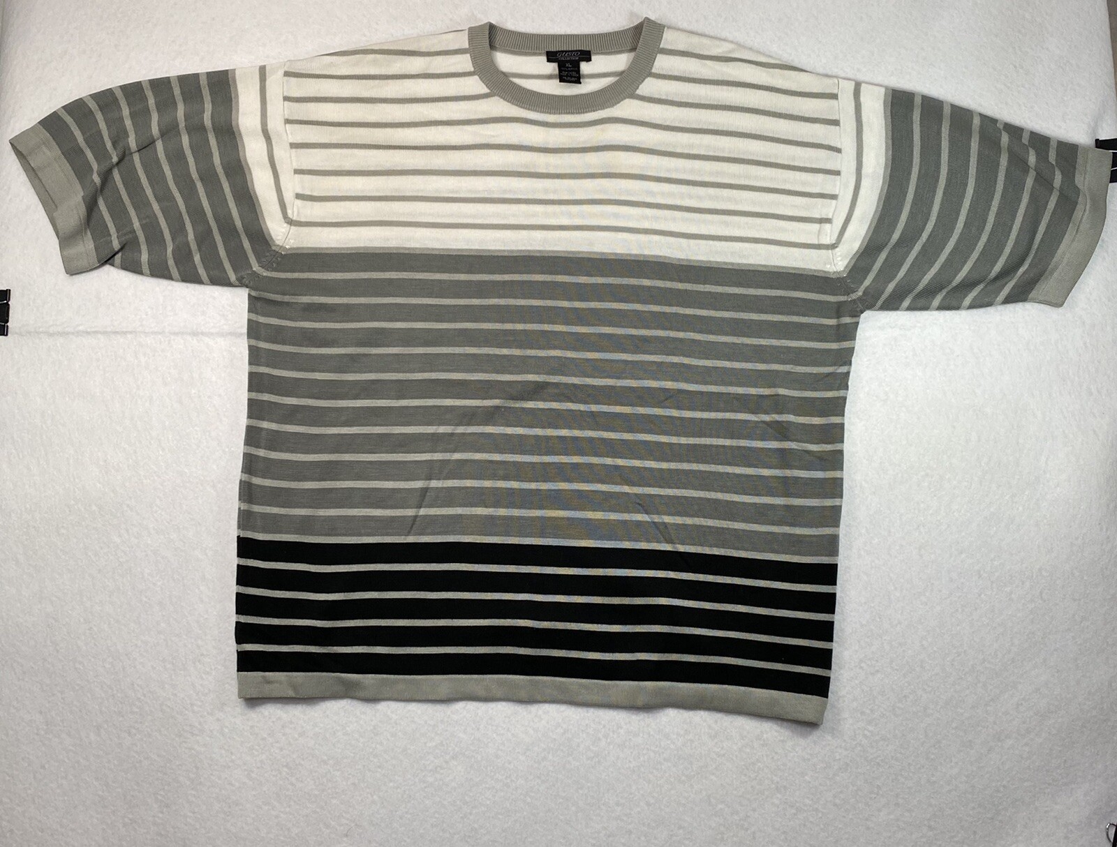 Gusto Collection Men&rsquo;s XL 100% Acrylic Gray Striped Pullover TShirt