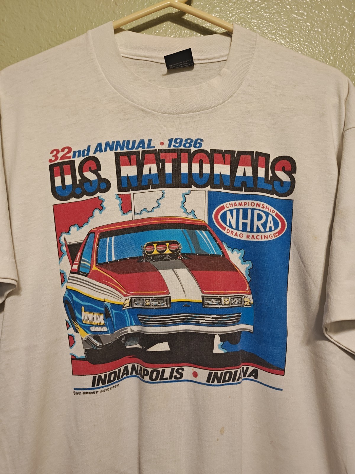 Vintage NHRA 1986 US Nationals Indianapolis Indiana T-Shirt Size XL Used As-Is