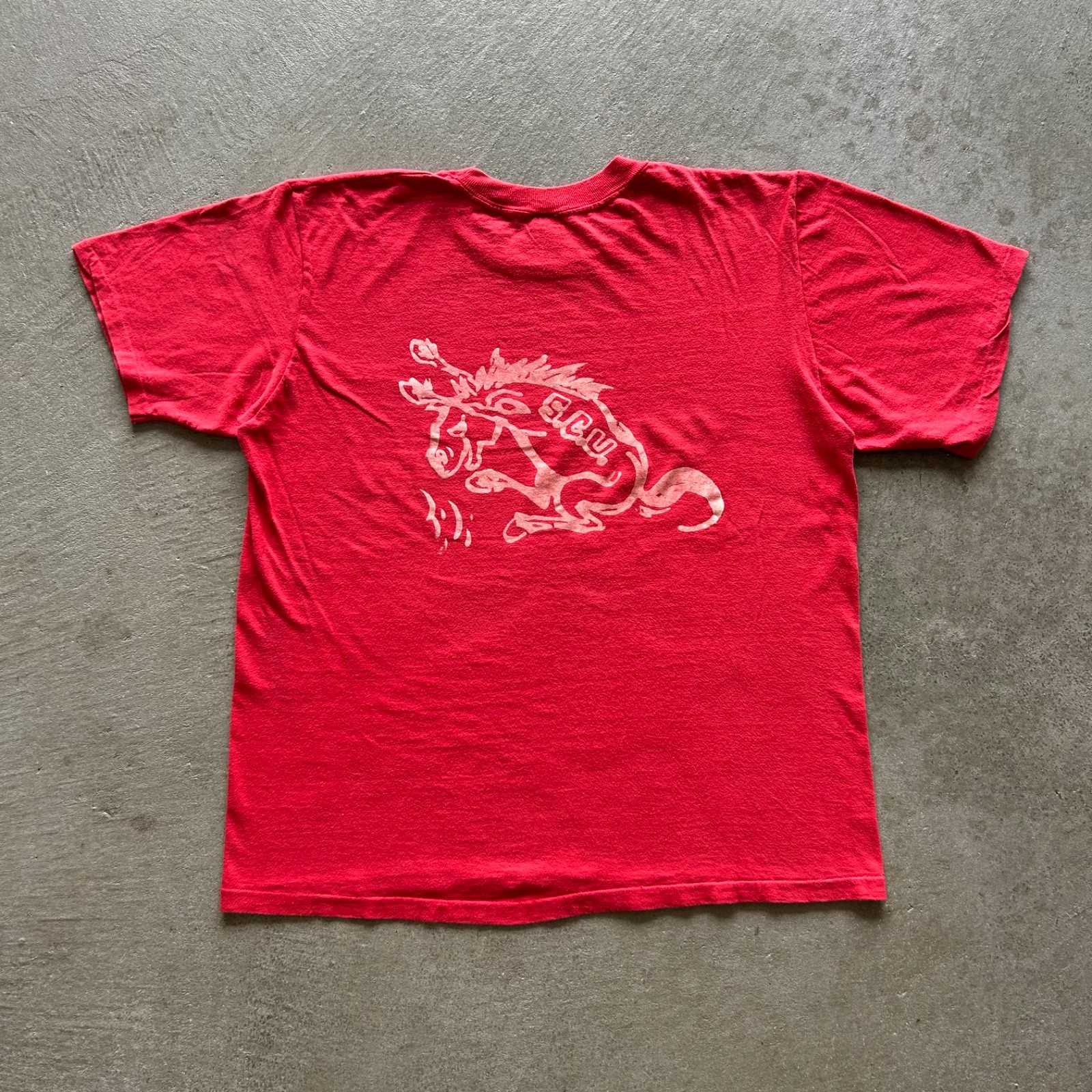 Vintage 70s Santa Clara University Shirt Size Large Red SCU Broncos Water Print