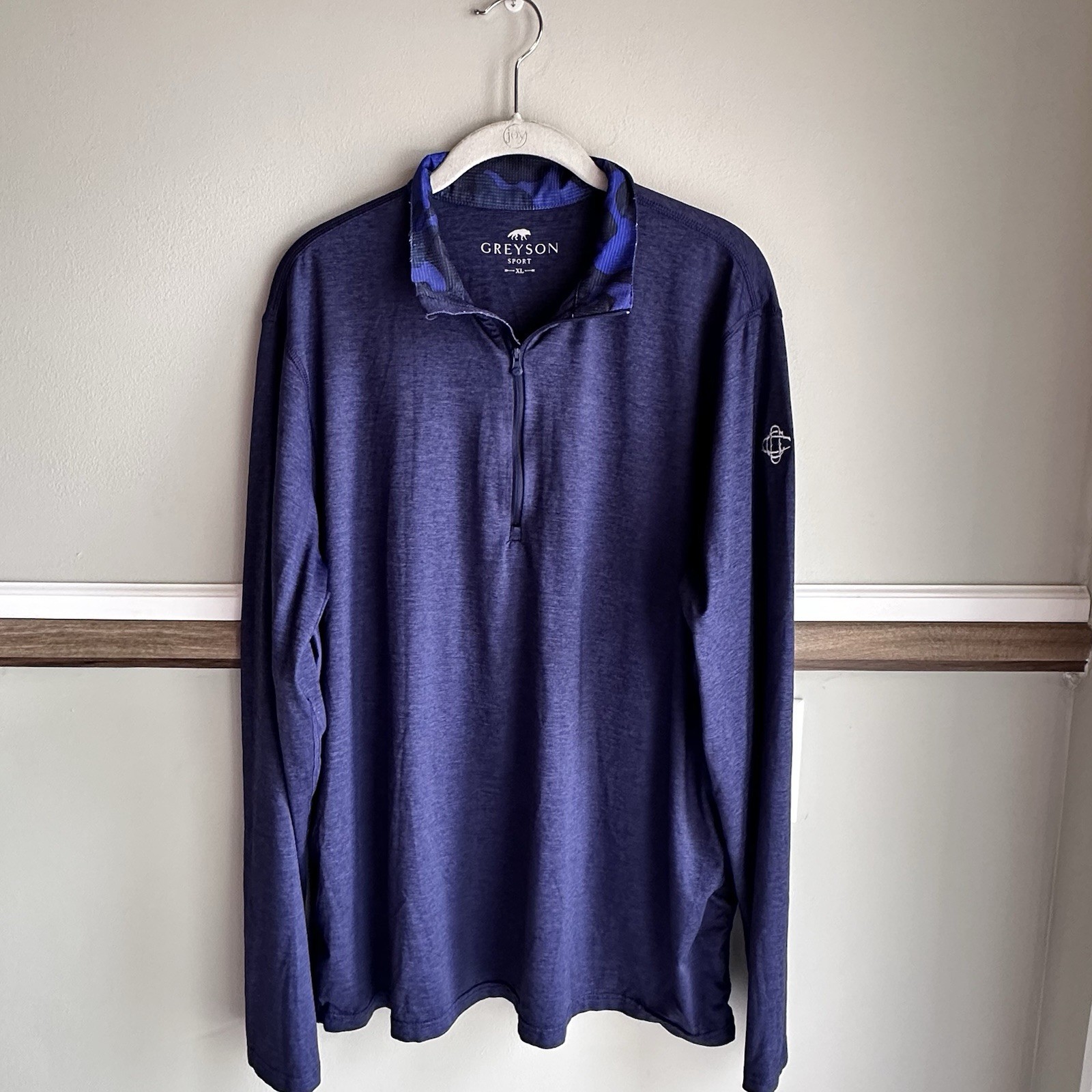 Greyson 1/4 Zip Heathered Blue Guide Sport Lightweight Pullover Golf Logo Men XL