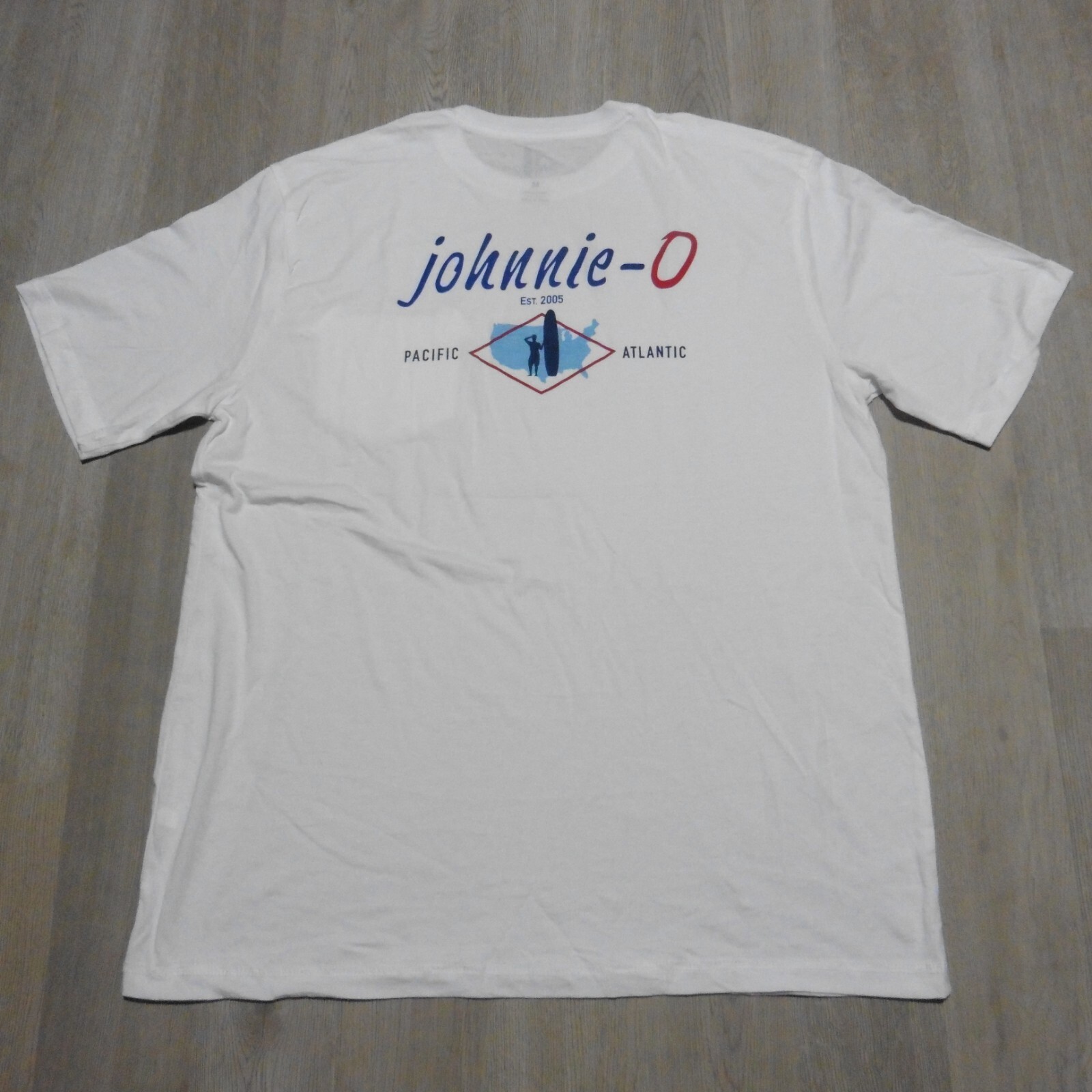 Johnnie-O Men&rsquo;s L Crewneck T-Shirt White Golf Pacific Atlanta Santa Monica Surf
