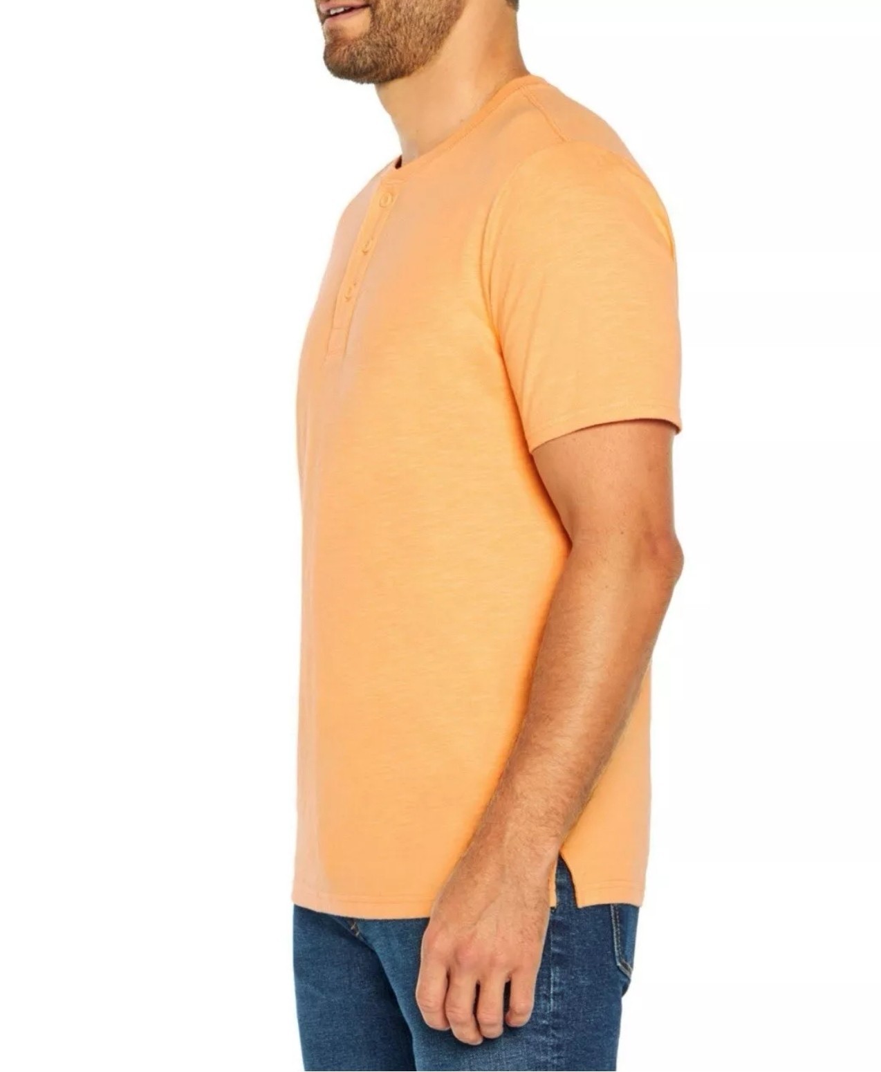 GAP Men&rsquo;s Soft Short Sleeve Half Button Collar Slub Henley Apricot Wash Medium