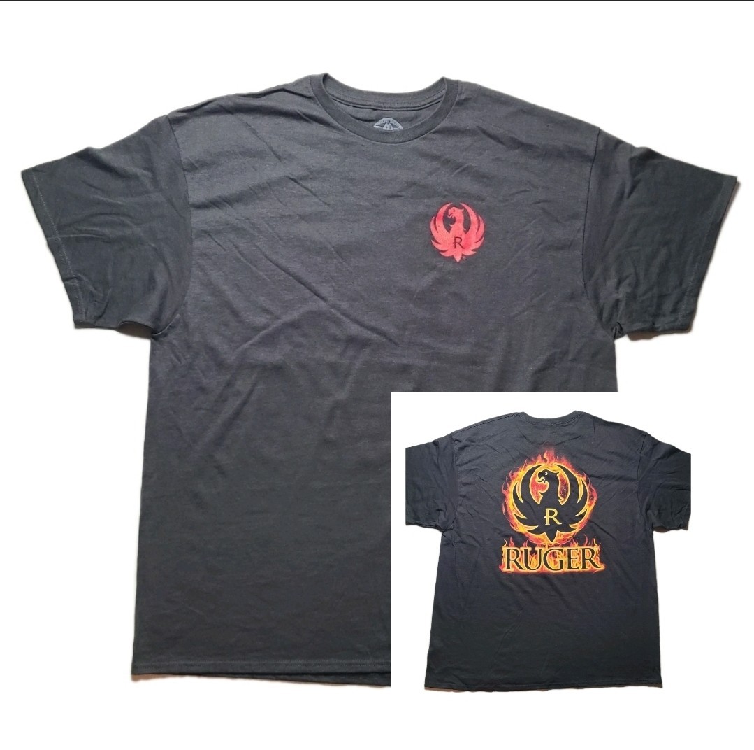 Ruger Gun Pistol Flamed Phoenix Logo Reliable Firearms Licensed T-Shirt 2XL NEW