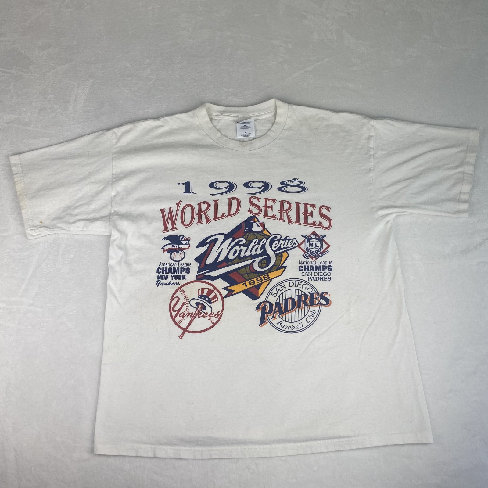 Vintage 1998 World Series New York vs San Diego Padres Shirt Mens XL White MLB