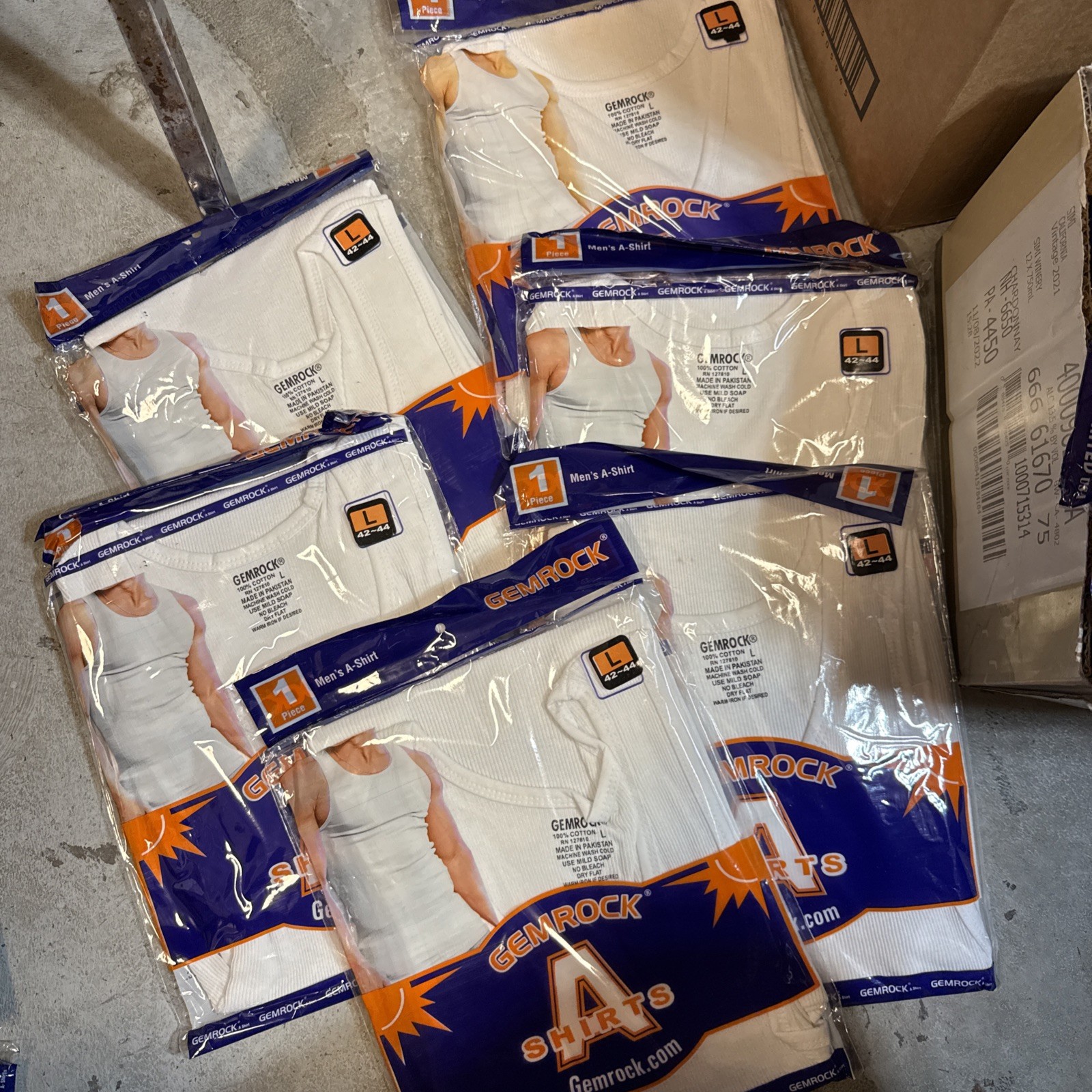 6 Large White A Shirt/ Tang Top Special,Individually Wrapped.