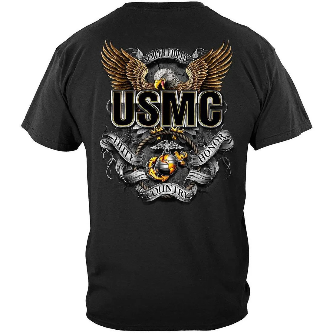 USMC Veteran T-Shirt Marine Corps Military Veteran USA Patriotic Tribute Tee