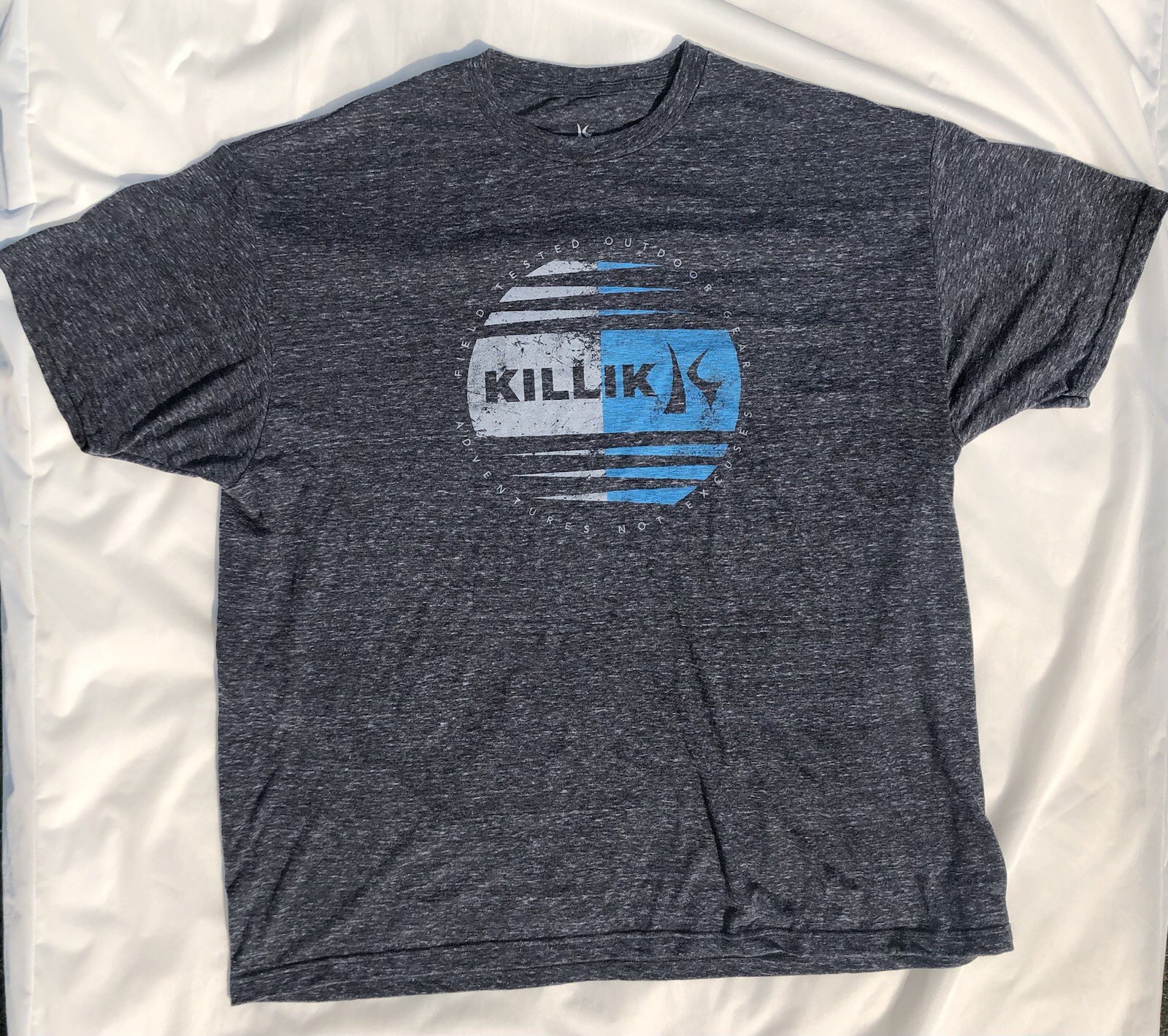 Killik Men’s T-Shirt Size 2XL Gray Blue Logo Soft Lightweight Outdoors Gear