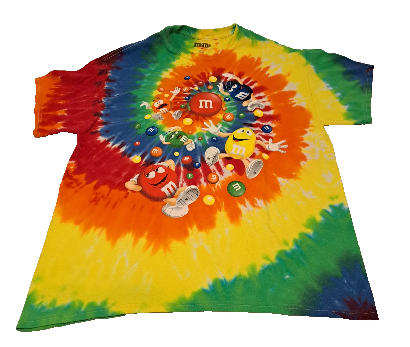 M&M&rsquo;s Unisex XL Vibrant Colored Tie-dye 100% Cotton T-shirt Short Sleeve *EUC