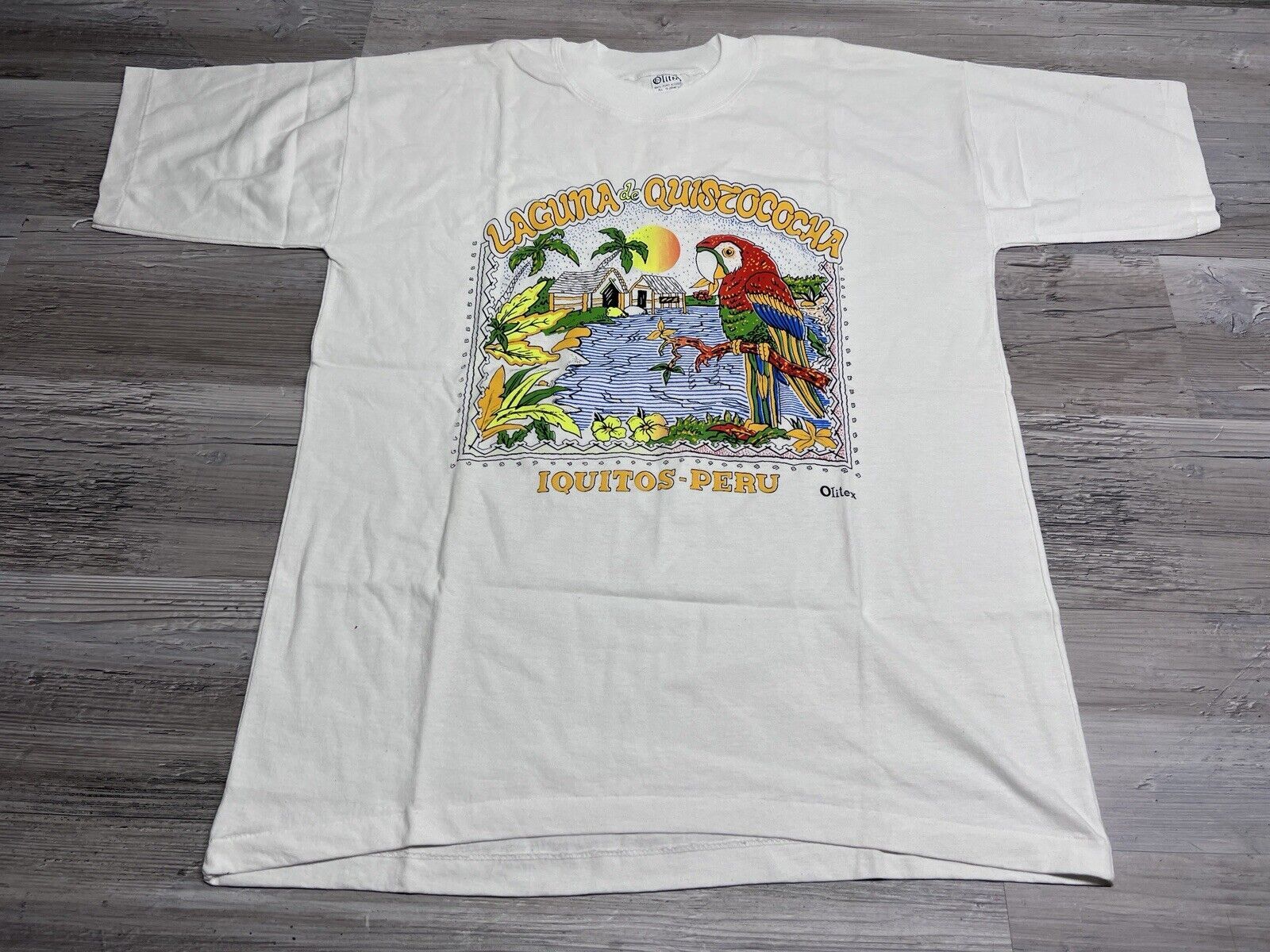 Vintage South America Souvenir T-Shirt Laguna de Quistococha Peru DEADSTOCK XL