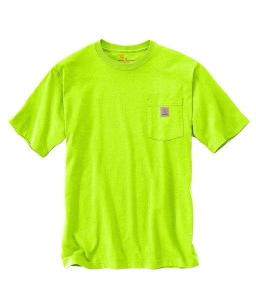Carhartt Hi-Vis Short Sleeve Pocket T-shirt Men L Loose Fit Neon Yellow